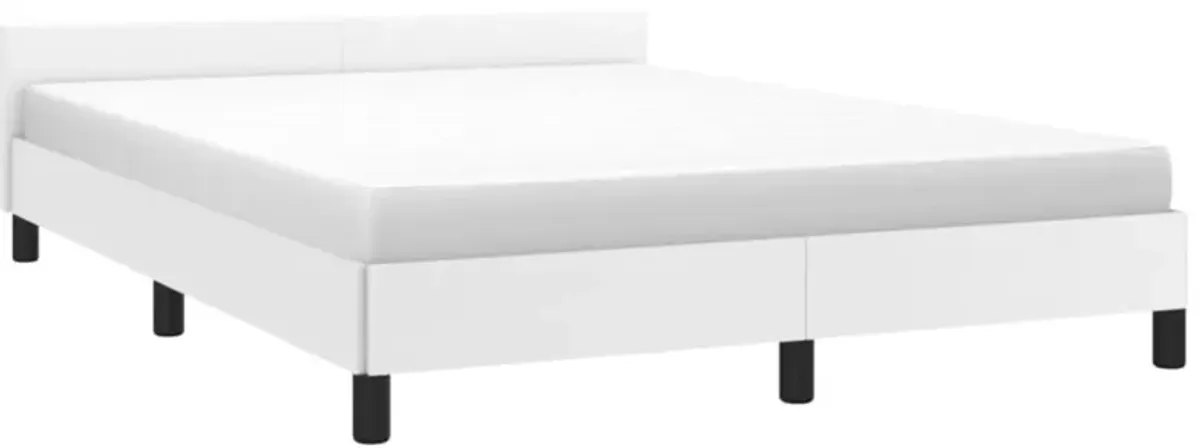 vidaXL White Queen Bed Frame with Headboard - Faux Leather Finish - Engineered Wood Construction - Suitable for 59.8"x79.9" Mattress - Modern Design