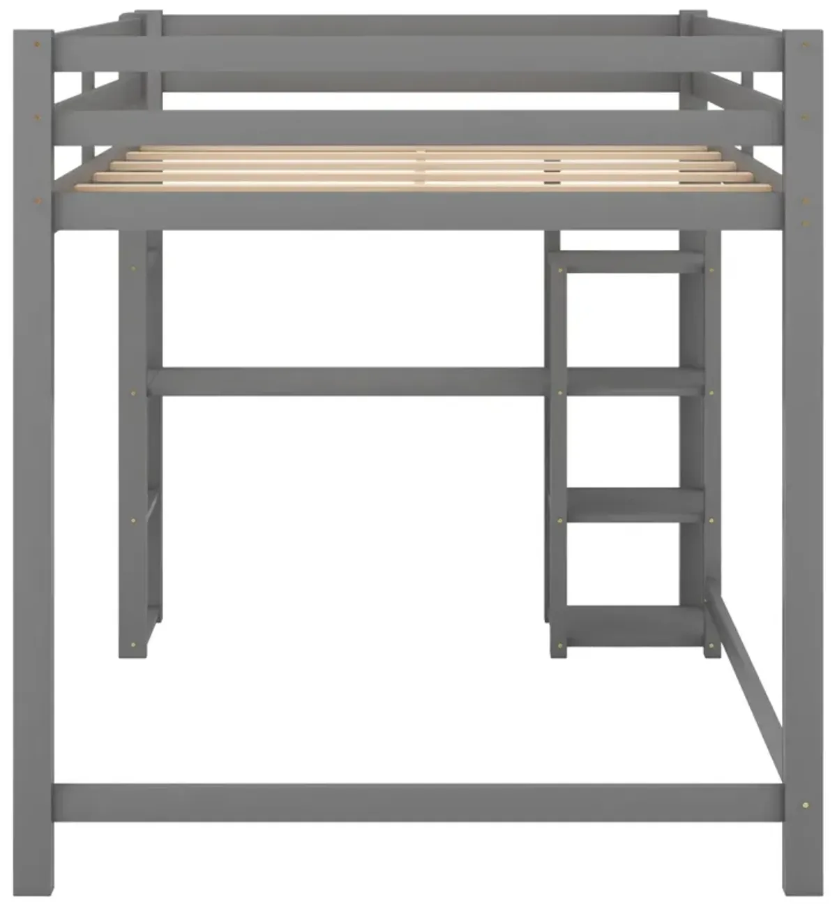 Full Size Loft Bed with Built-in Desk and Shelves