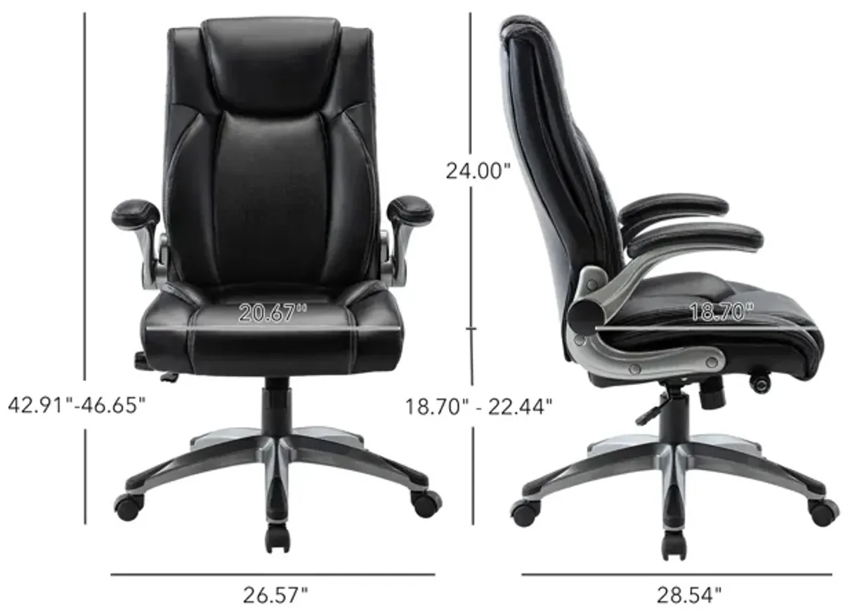 Ergonomic Executive Office Chair, High Back Computer Desk Chair With Flip-Up Armrests