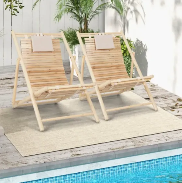 Hivvago Solid Fir Wood Lounge Chair with 3-Level Adjustable Backrest and Soft Padded Headrest