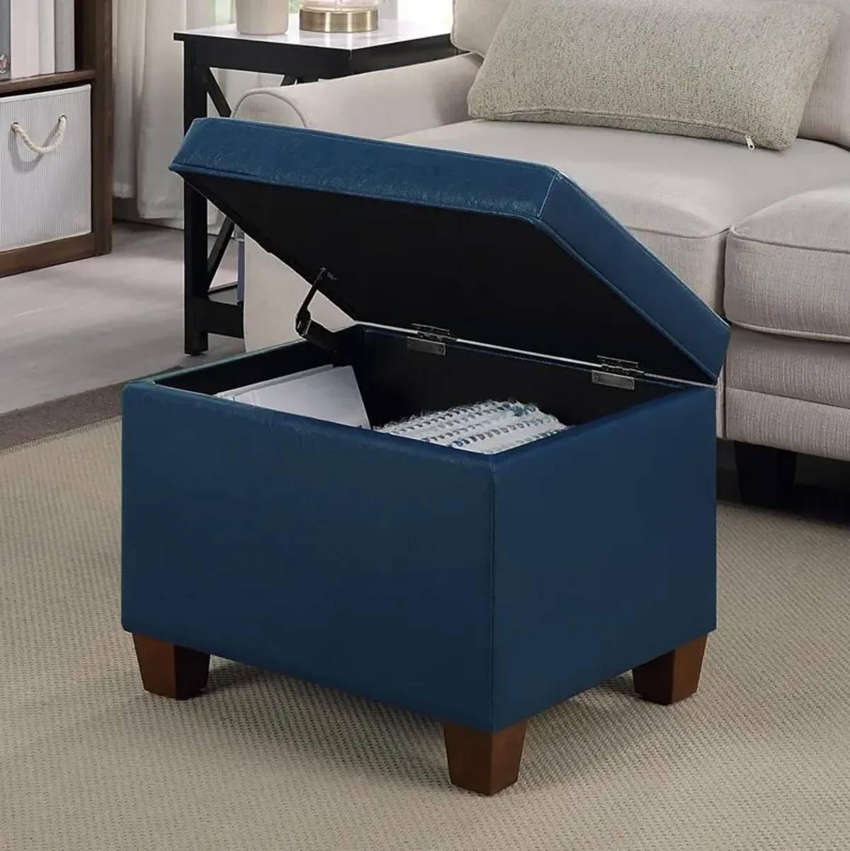 Convenience Concepts Madison Storage Ottoman Blue