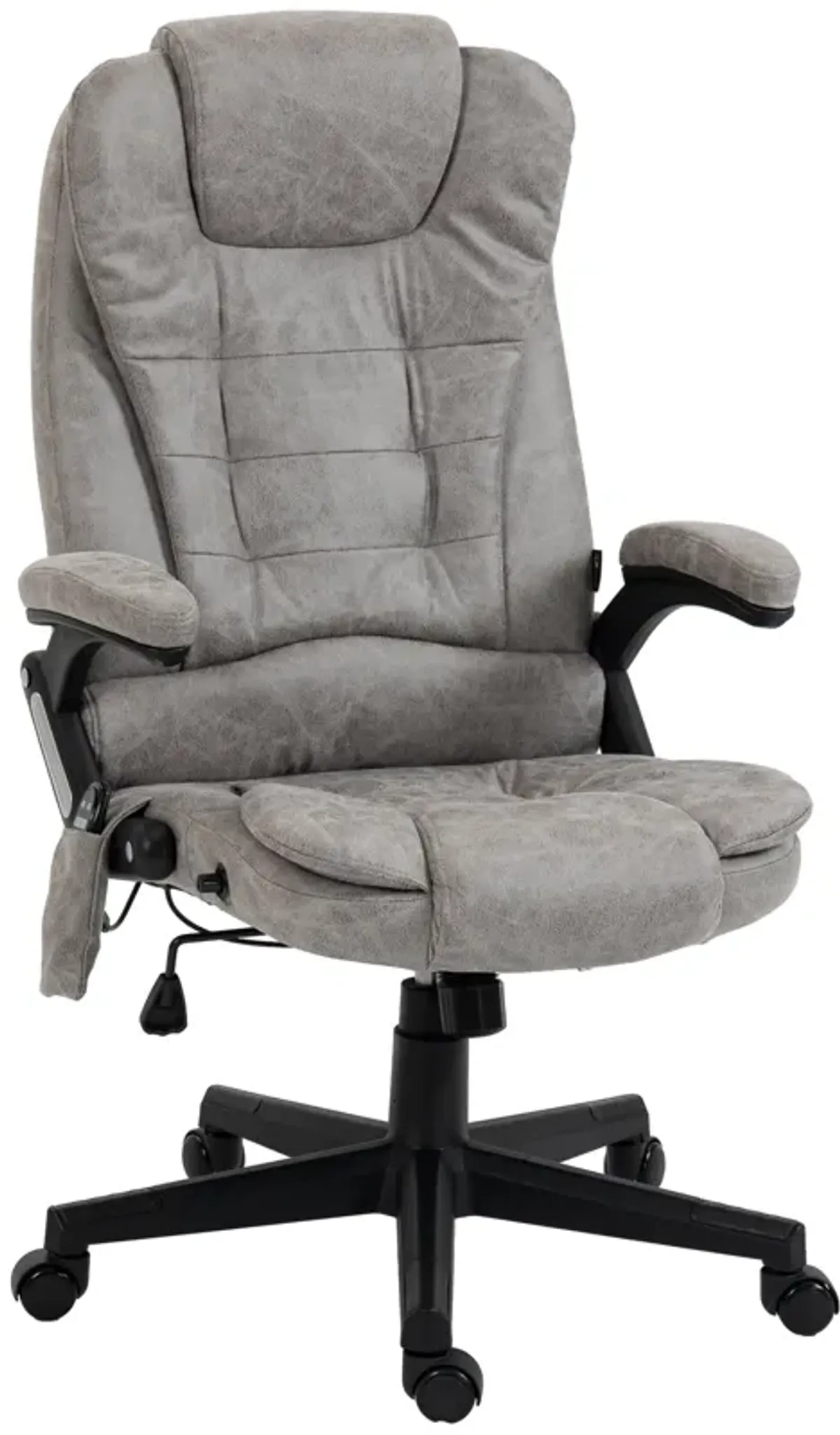 HOMCOM 6 Point Vibrating Massage Office Chair with Heat, Linen High Back Executive Office Chair with Reclining Backrest, Padded Armrests and Remote, Gray