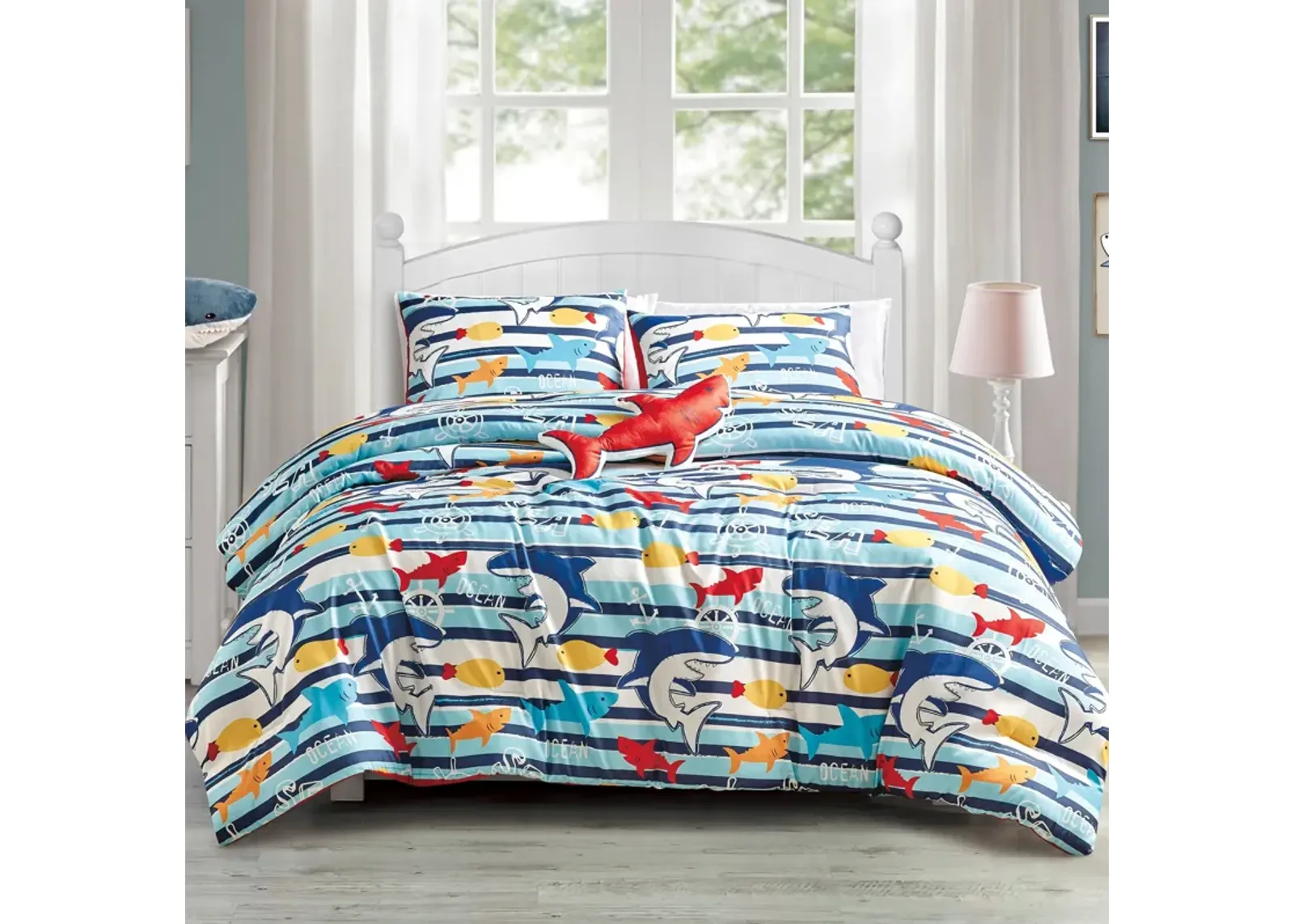 MarCielo Kids Girls Boys Comforter Set Ocean Life.