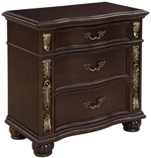 New Classic Furniture Furniture Maximus Solid Wood 3-Drawer Nightstand in Madeira