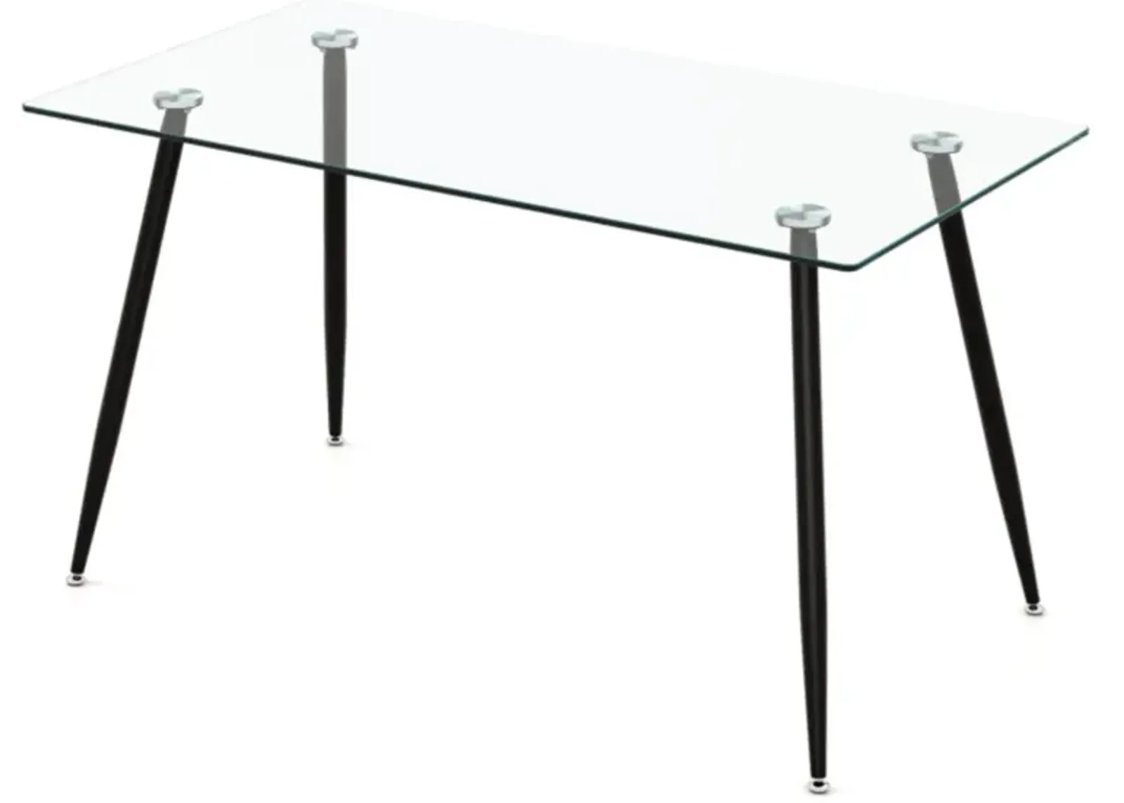 Hivvago Modern Glass Rectangular Dining Table with Metal Legs