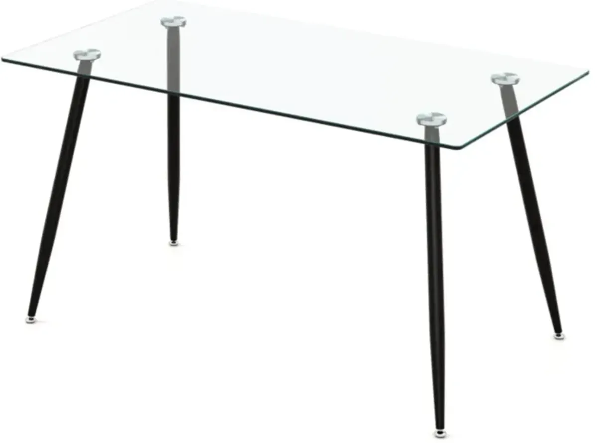 Hivvago Modern Glass Rectangular Dining Table with Metal Legs