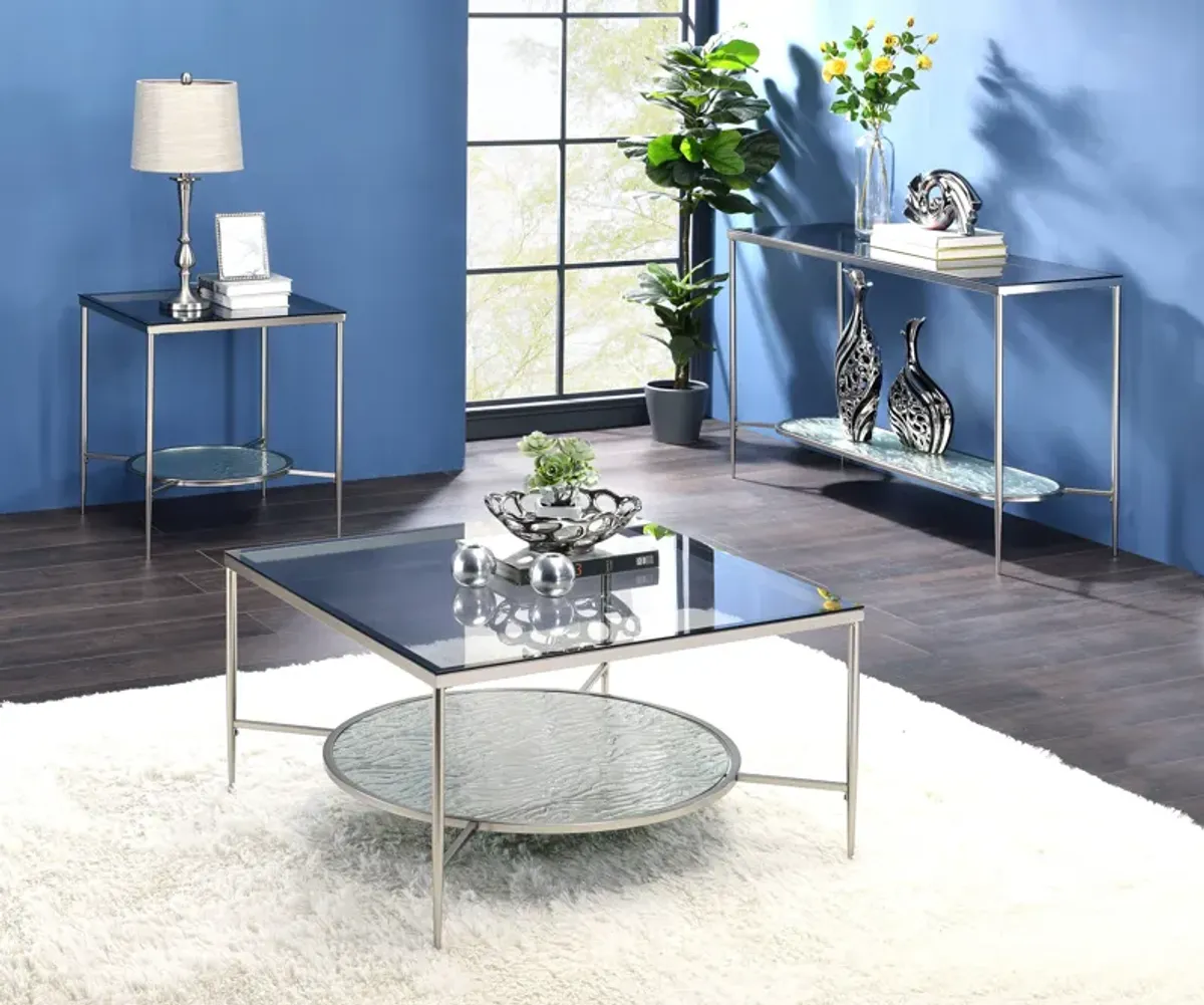 ACME Adelrik End Table, Glass & Chrome Finish