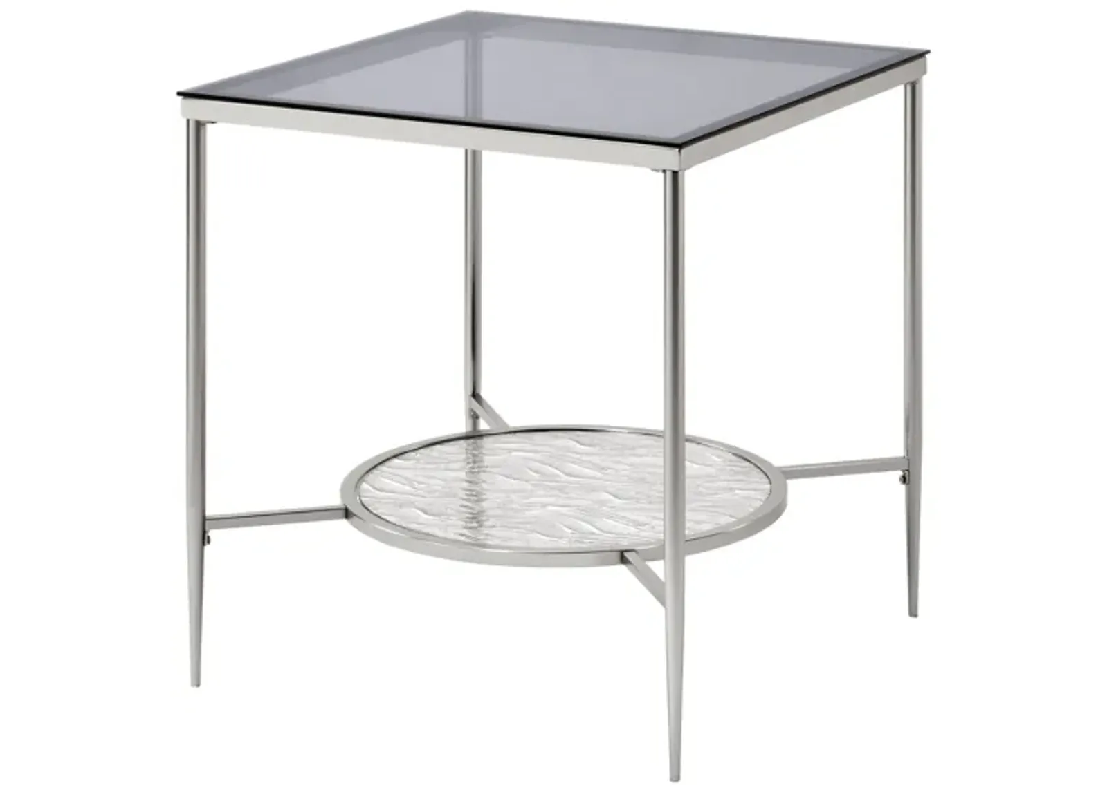 ACME Adelrik End Table, Glass & Chrome Finish