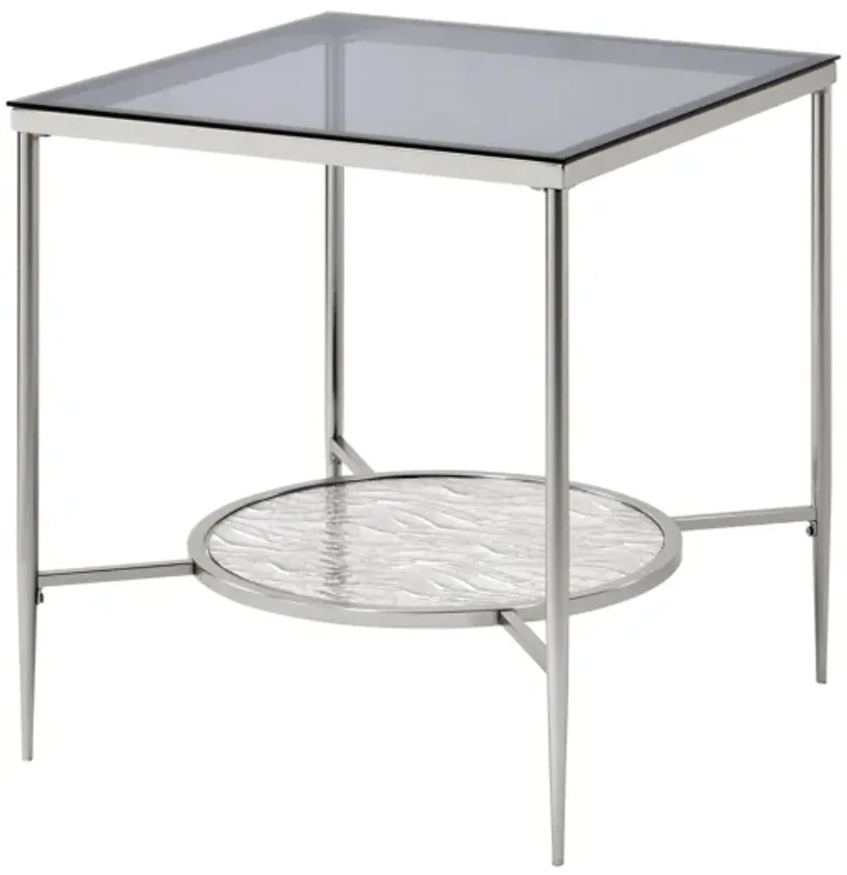 ACME Adelrik End Table, Glass & Chrome Finish