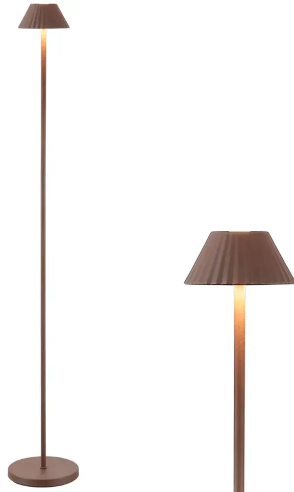Mallory 44" Modern Minimalist Indoor/Outdoor Iron Pleated Shade Rechargeable/Cordless Dimmable Integrated LED Floor Lamp