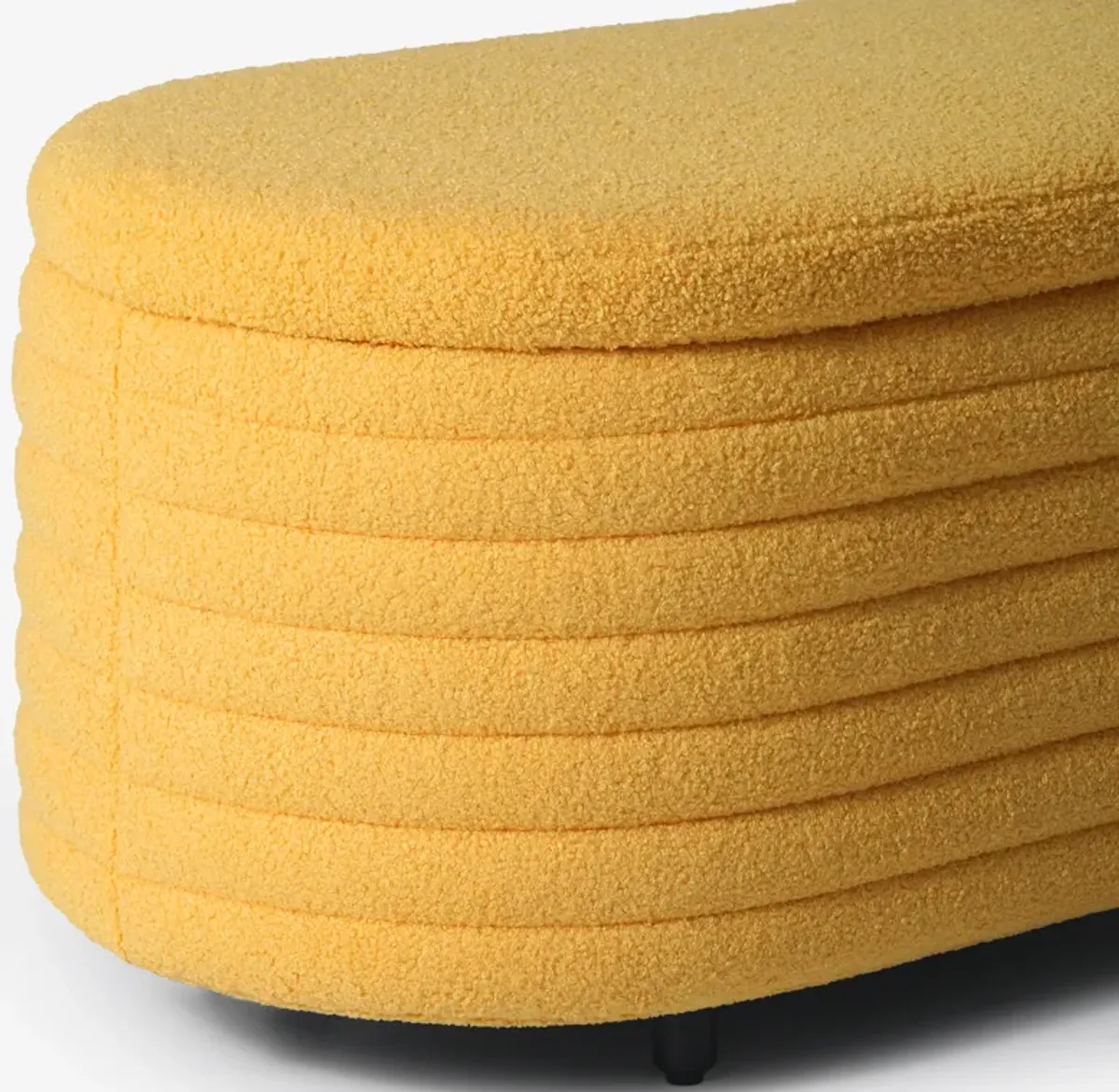 WestinTrends 54" Wide Mid-Century Modern Upholstered Teddy Sherpa Tufted Oval Storage Ottoman Bench