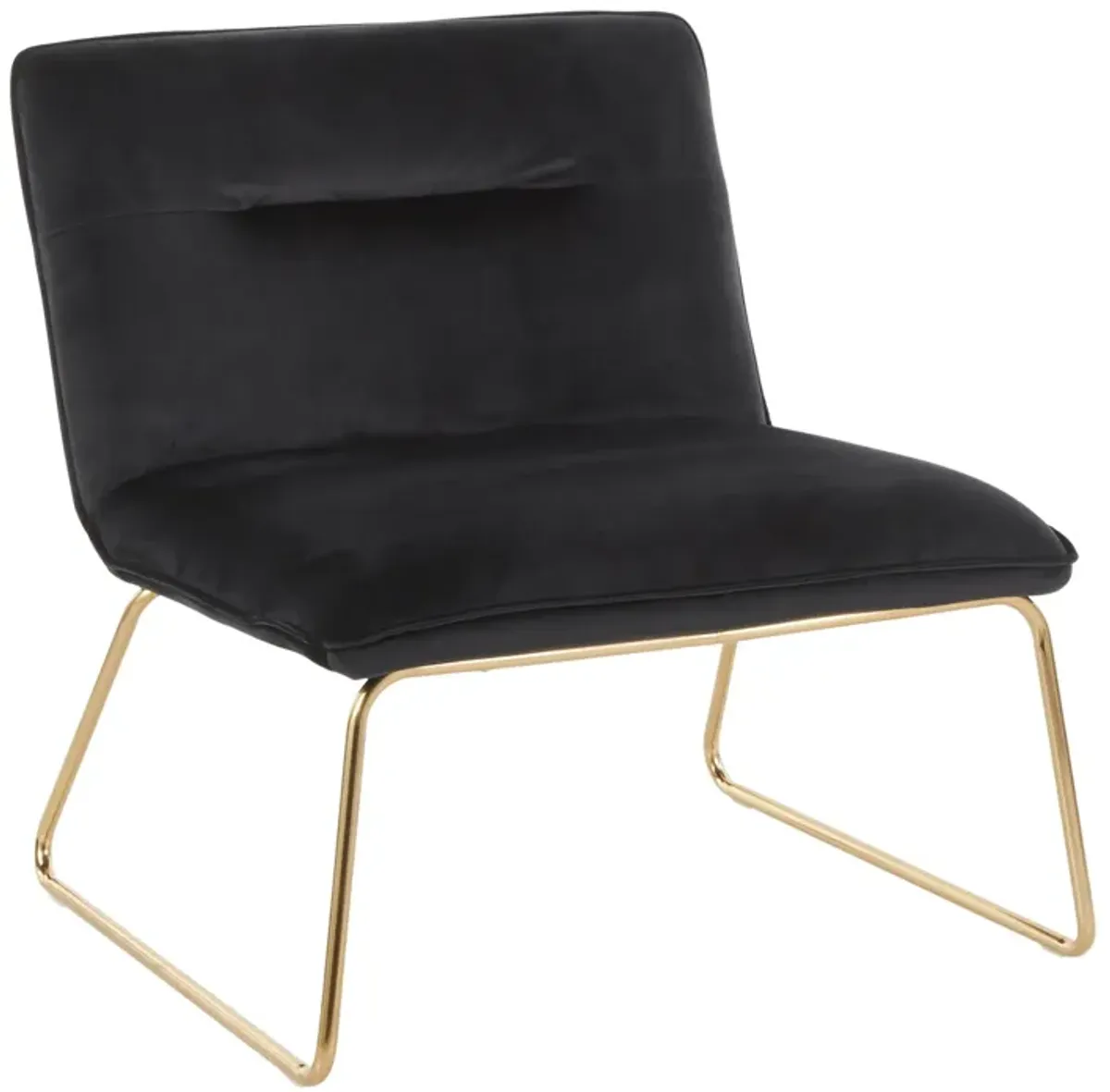 Streamdale Casper Contemporary Accent Chair In Gold Metal And Black Velvet