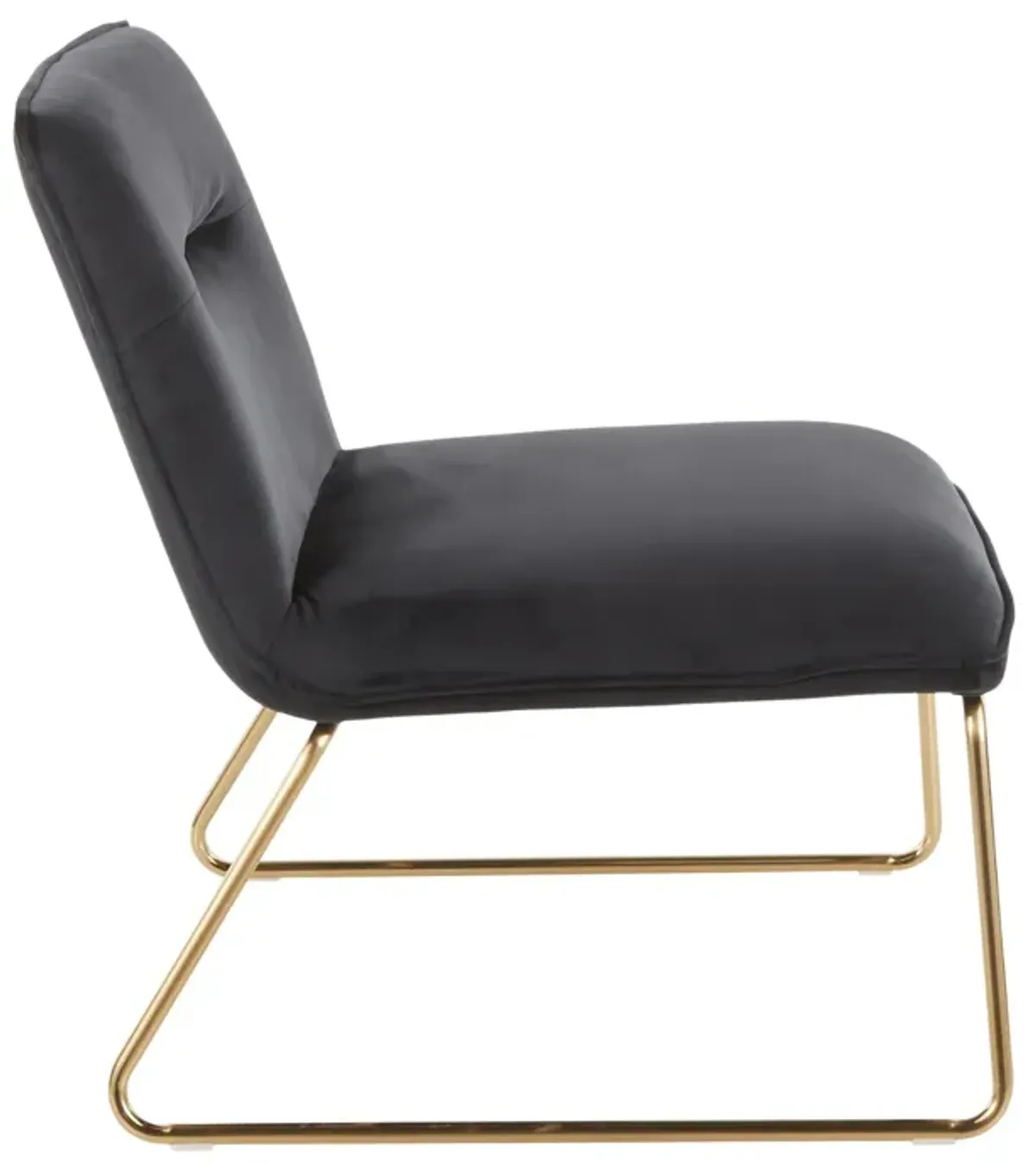 Streamdale Casper Contemporary Accent Chair In Gold Metal And Black Velvet