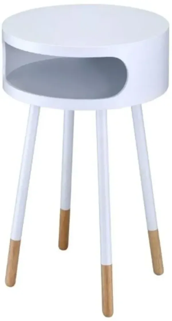 Elegant Solid Wood Round Nightstand – End Table with Lower Shelf for Storage