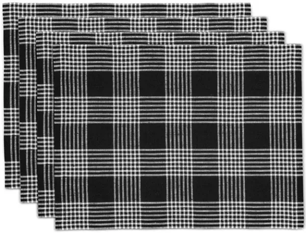 Solino Home 100% Pure Linen Placemats 14 x 19 Inch Set of 4 - Glen Check