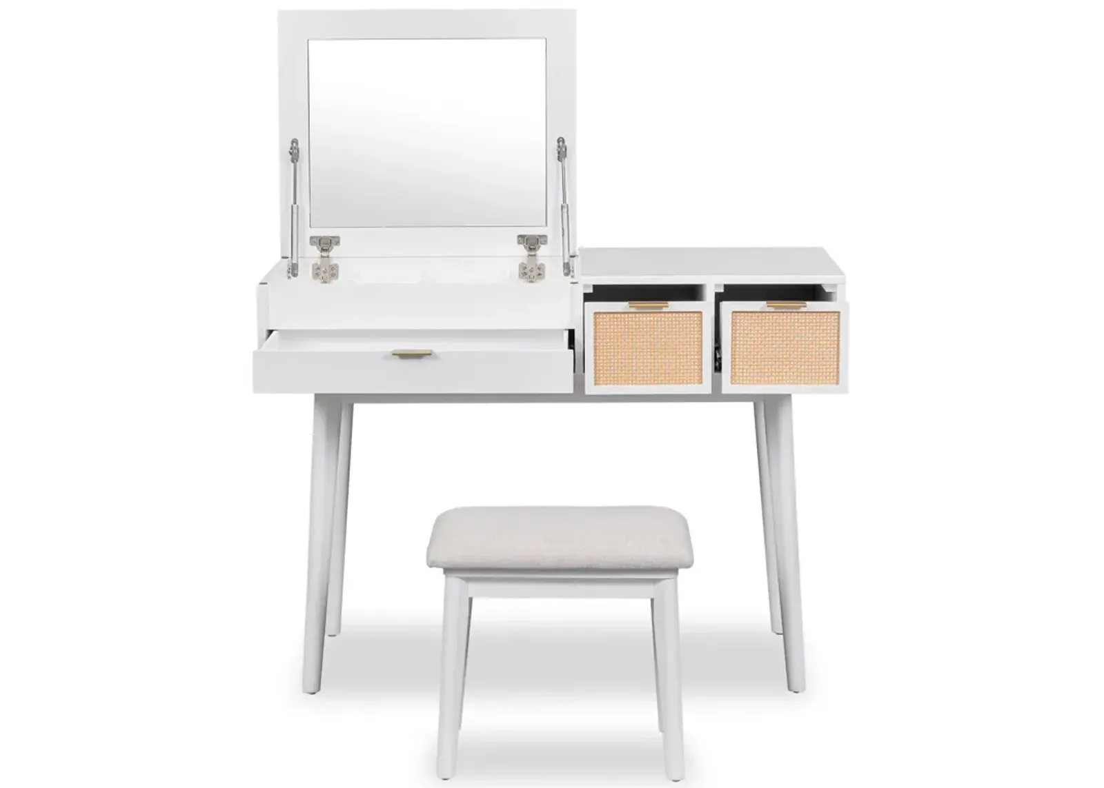 Merax Classic Wood Makeup Vanity Set with Flip-top Mirror