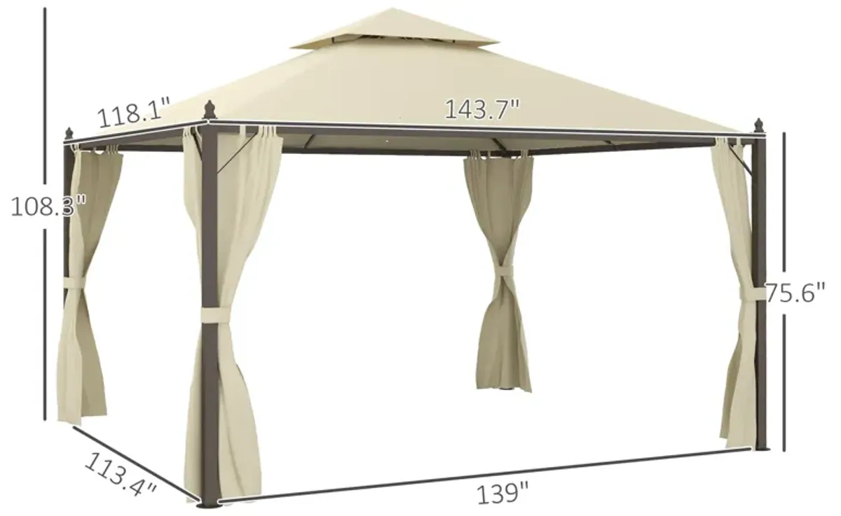 Gazebo Double-tier 10ft�12ft Shelter Shade Awning Canopy Patio Curtain Outdoor