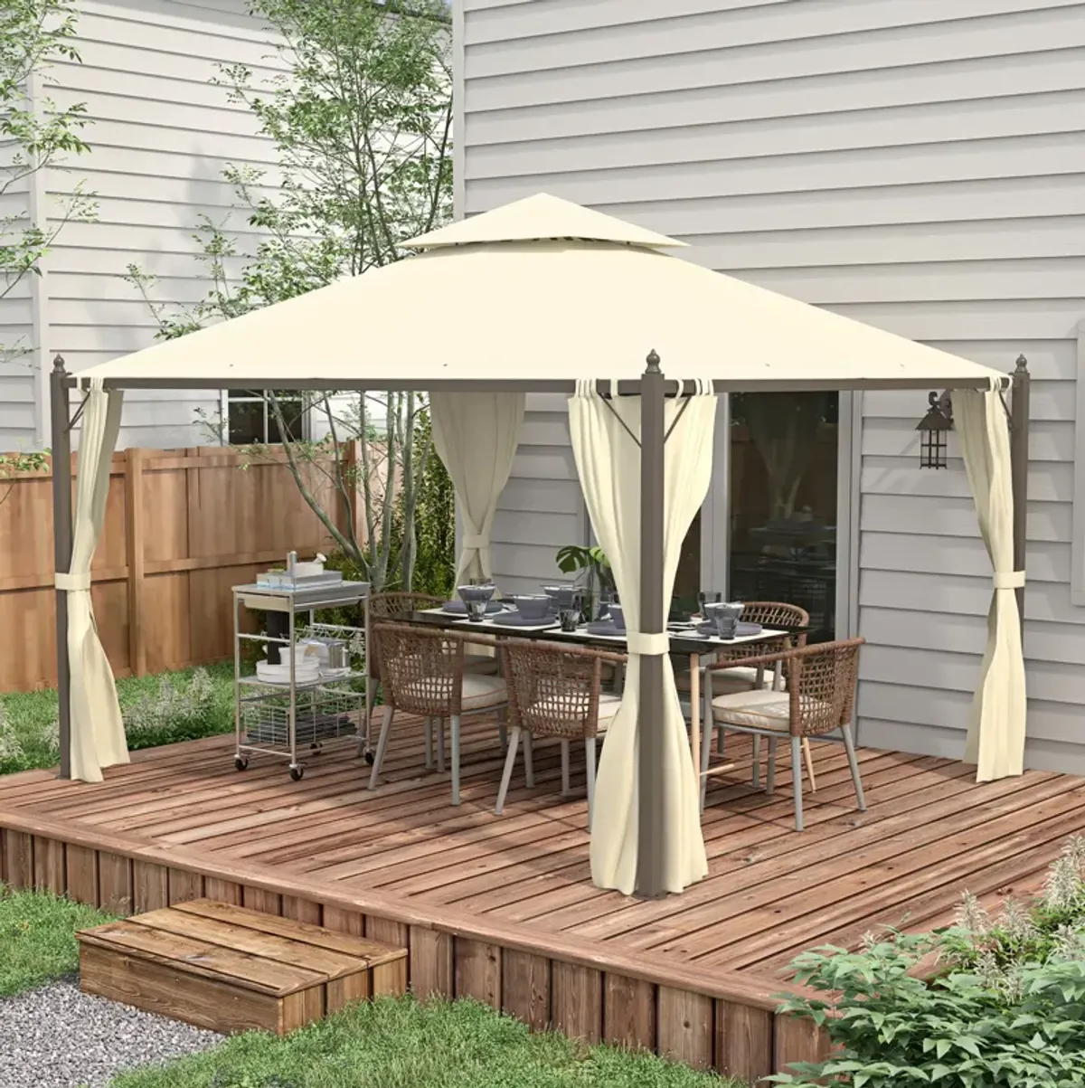 Gazebo Double-tier 10ft�12ft Shelter Shade Awning Canopy Patio Curtain Outdoor