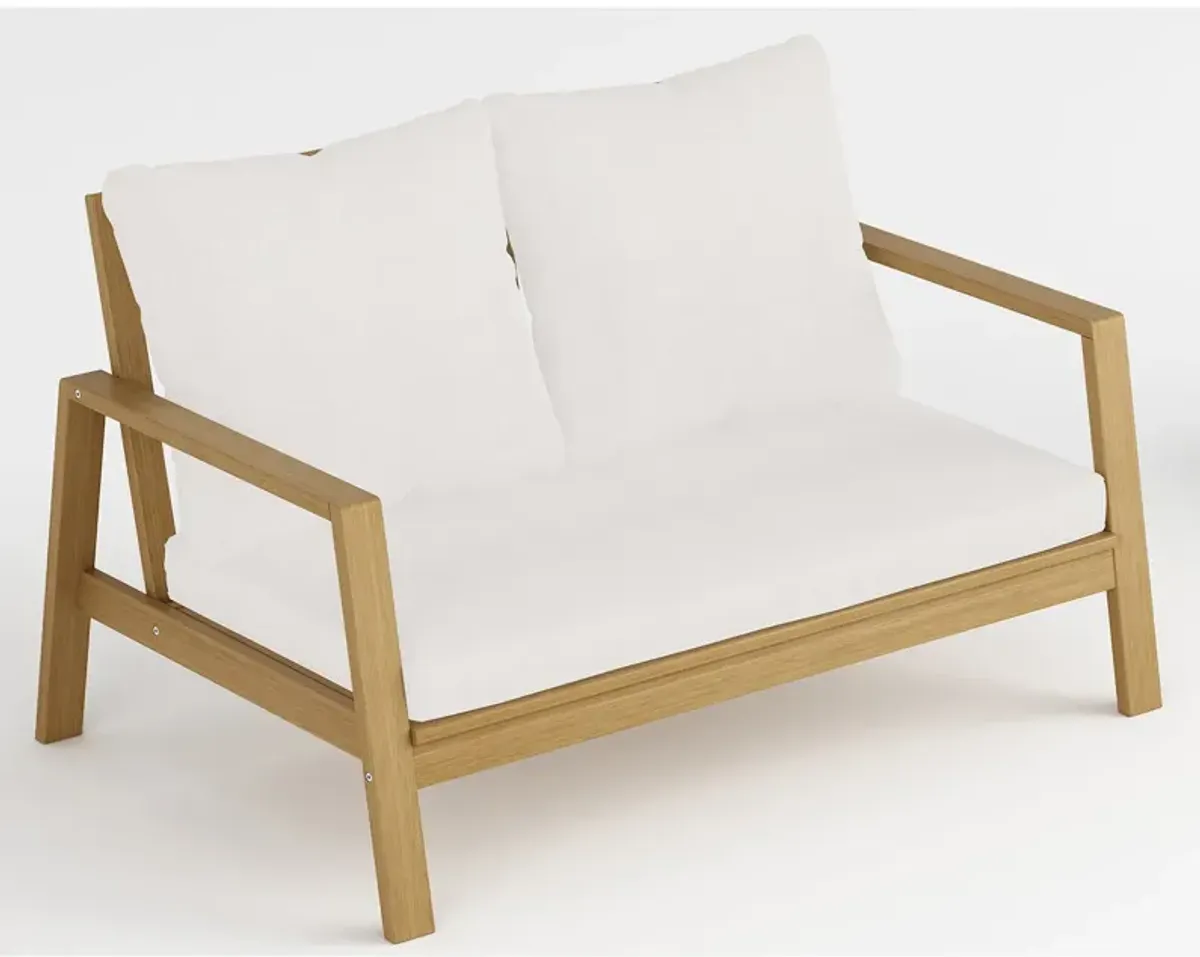 F. Corriveau International - Fuji Outdoor 2-Seater Bench, Acacia Wood Frame