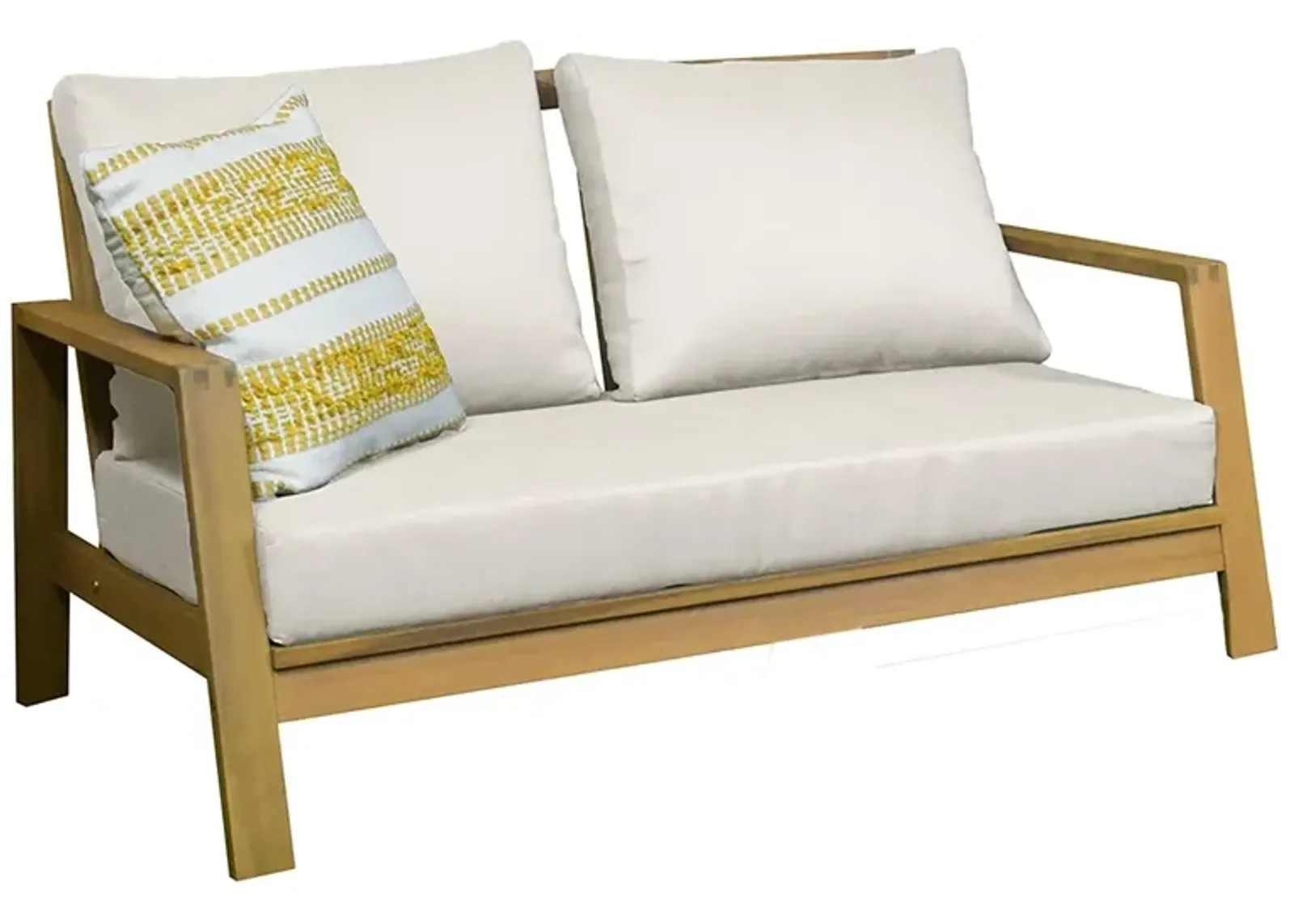 F. Corriveau International - Fuji Outdoor 2-Seater Bench, Acacia Wood Frame