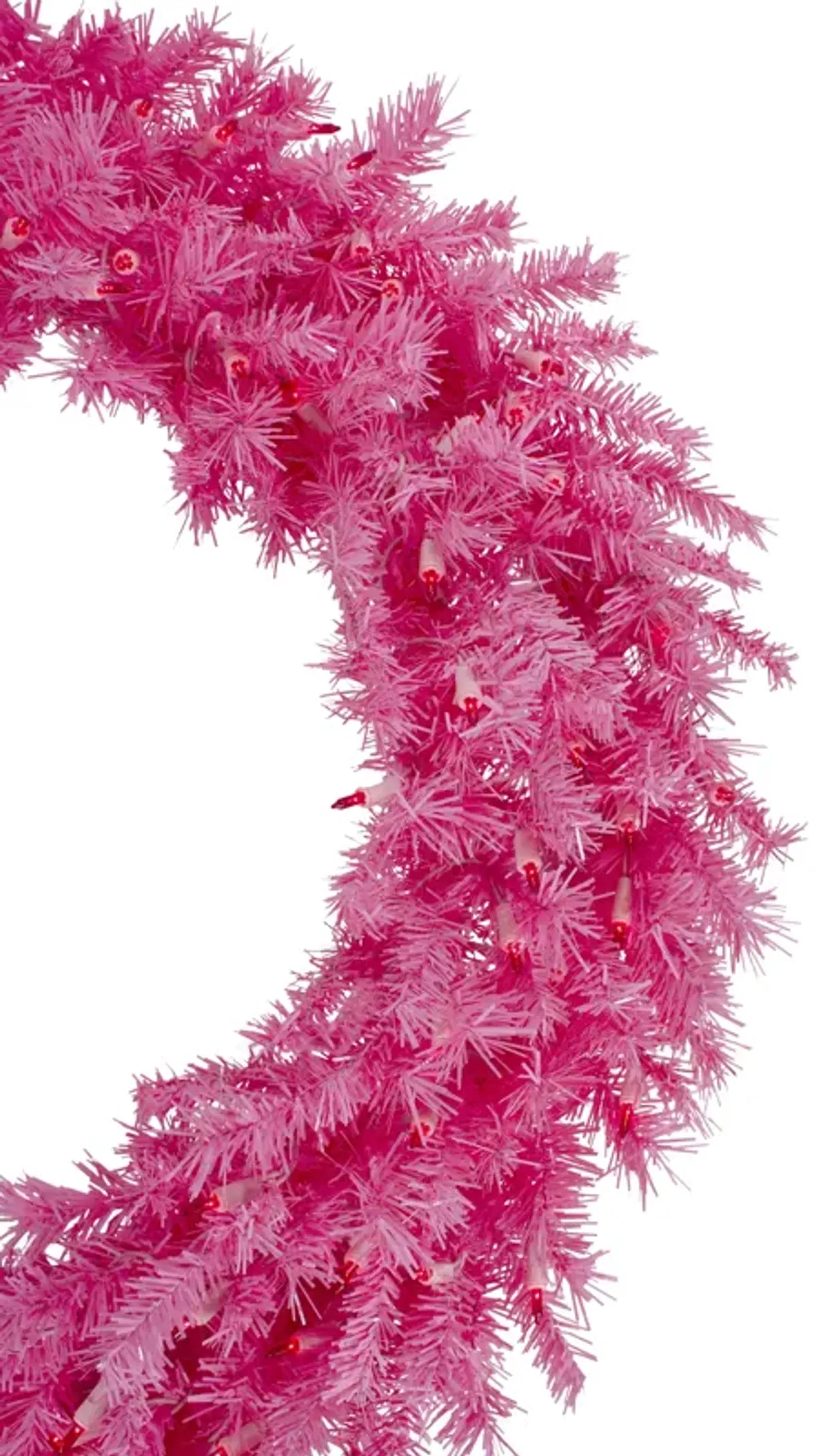 36" Pre-Lit Pink Spruce Artificial Christmas Wreath  Pink Lights