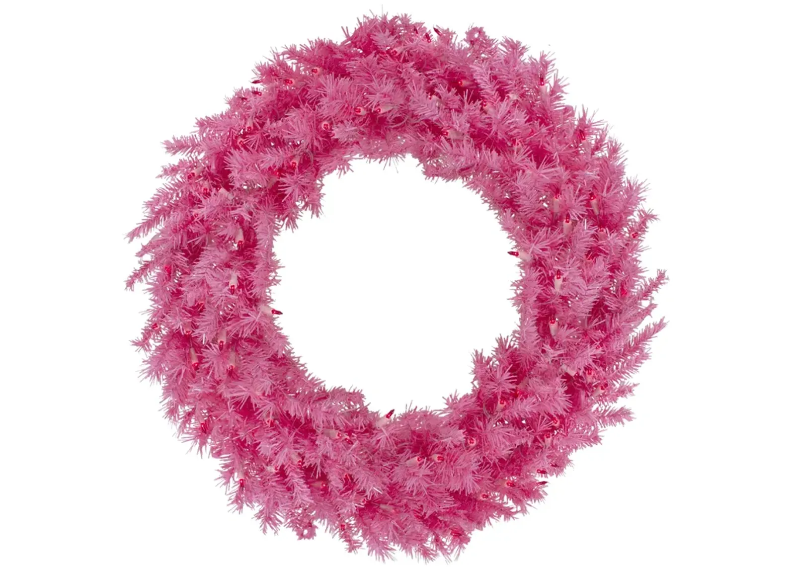 36" Pre-Lit Pink Spruce Artificial Christmas Wreath  Pink Lights