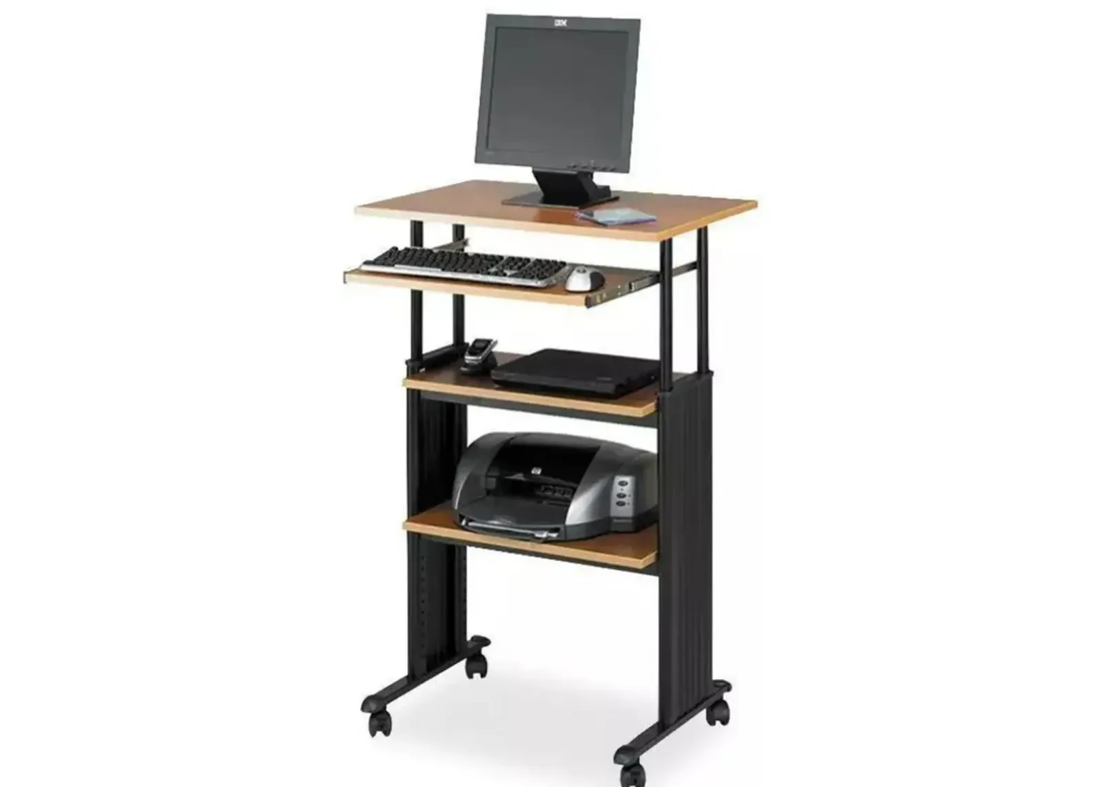 Hivvago Adjustable Height Stand Up Office Desk in Medium Oak