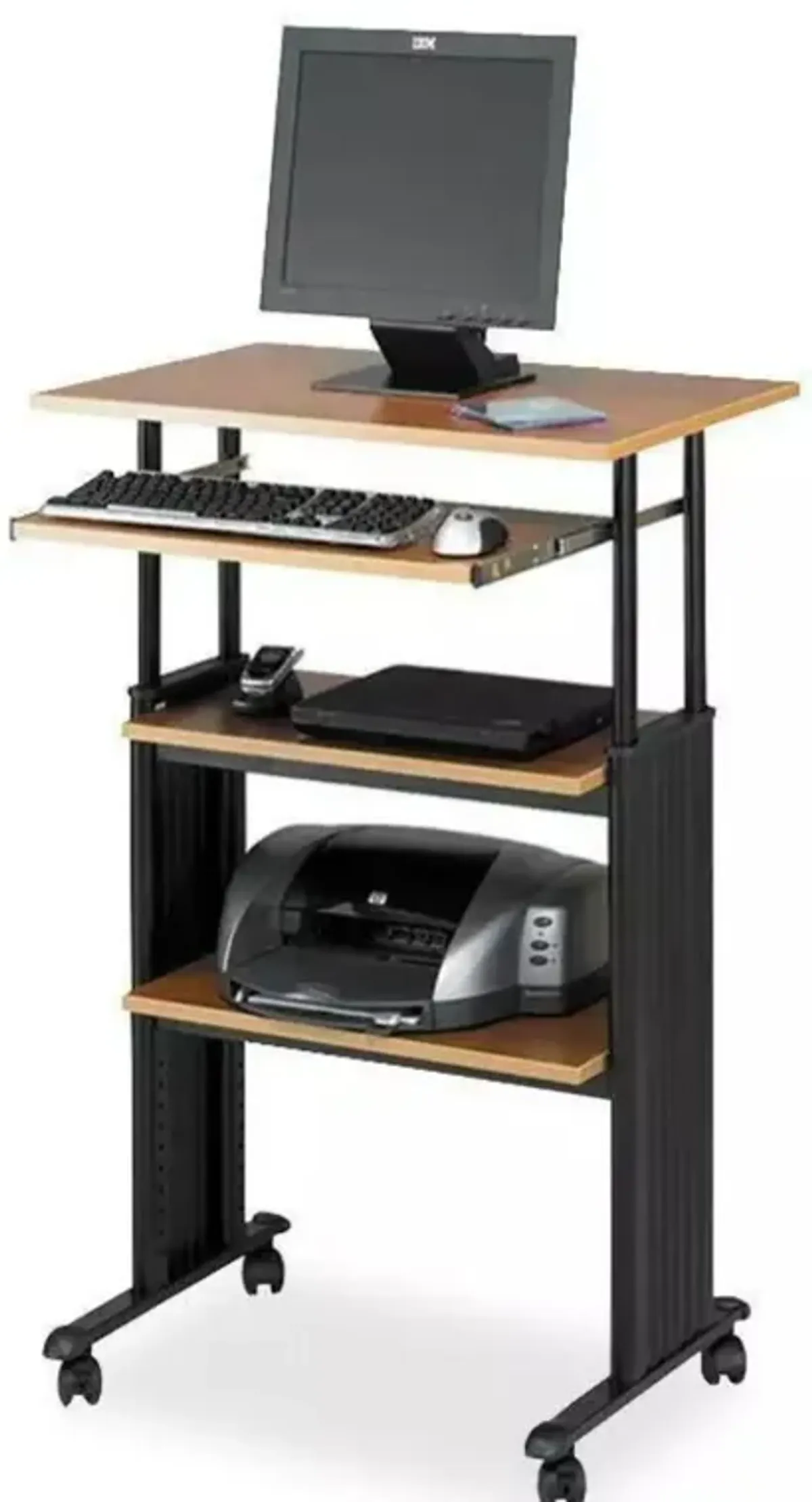 Hivvago Adjustable Height Stand Up Office Desk in Medium Oak