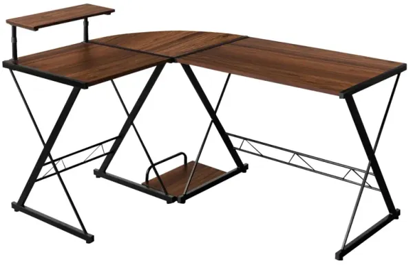 L-Shaped Desk Reversible Corner Computer Desk with Movable Shelf and CPU Stand