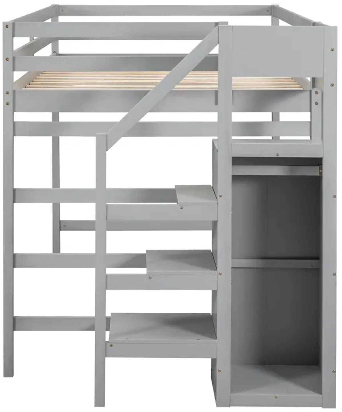 Merax Loft Bed with Storage Wardrobe and Staircase