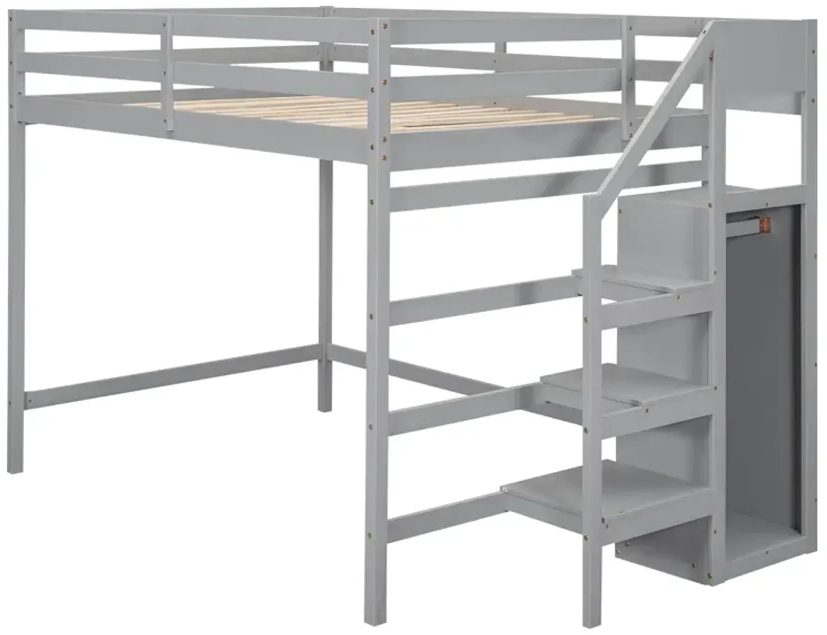 Merax Loft Bed with Storage Wardrobe and Staircase