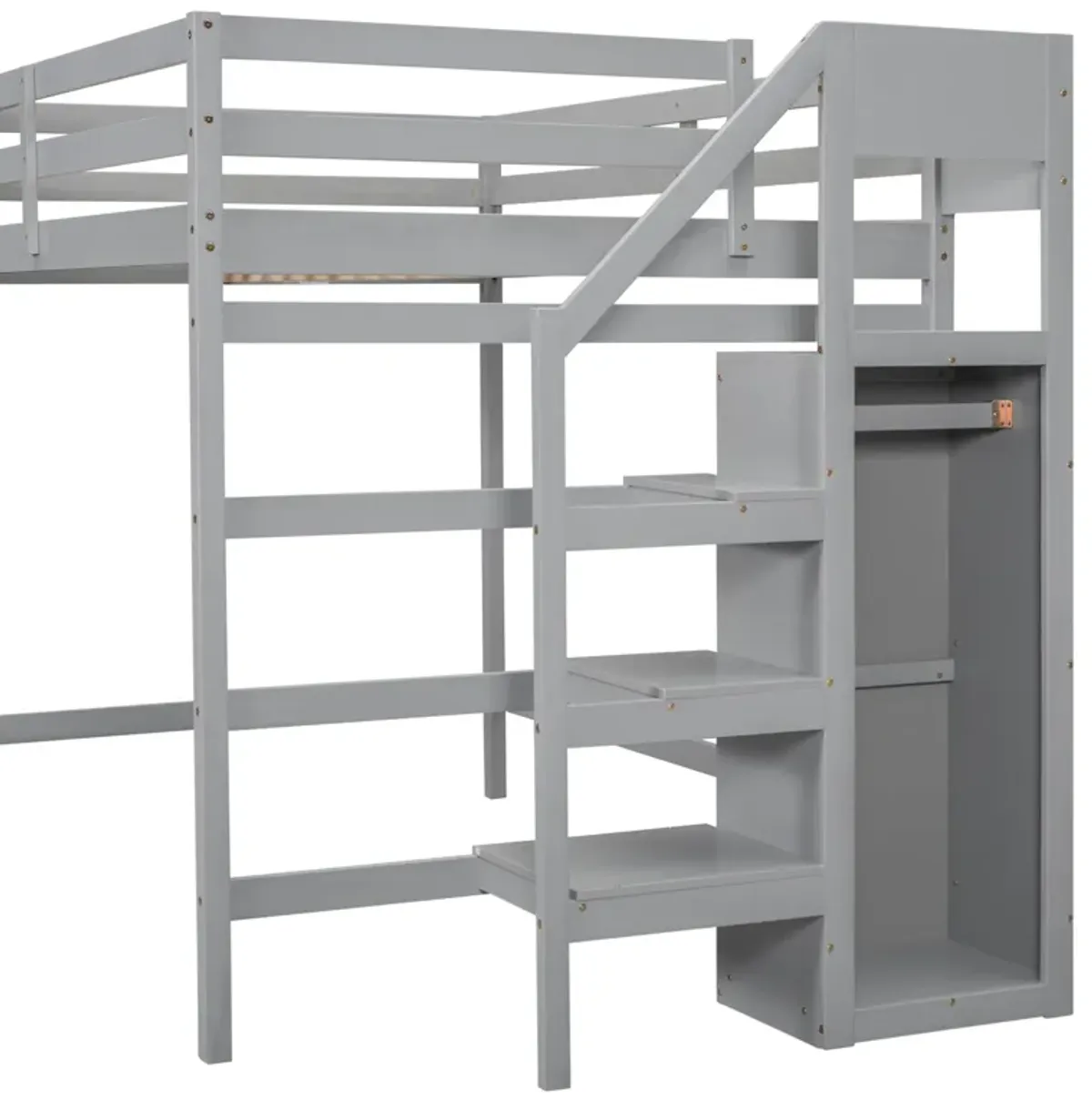 Merax Loft Bed with Storage Wardrobe and Staircase