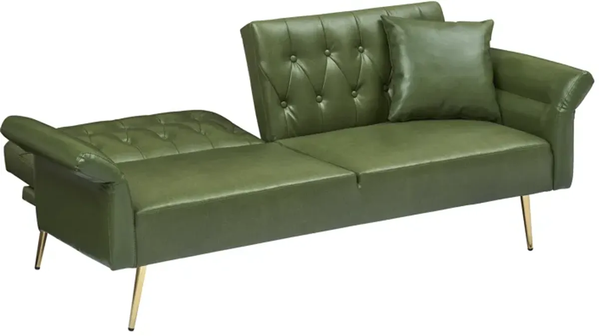 Merax Faux Leather Sleeper Sofa with Adjustment Armrests