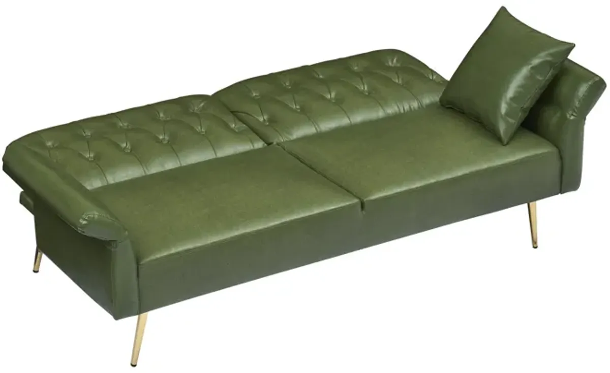 Merax Faux Leather Sleeper Sofa with Adjustment Armrests