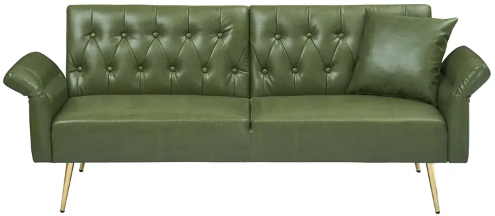 Merax Faux Leather Sleeper Sofa with Adjustment Armrests