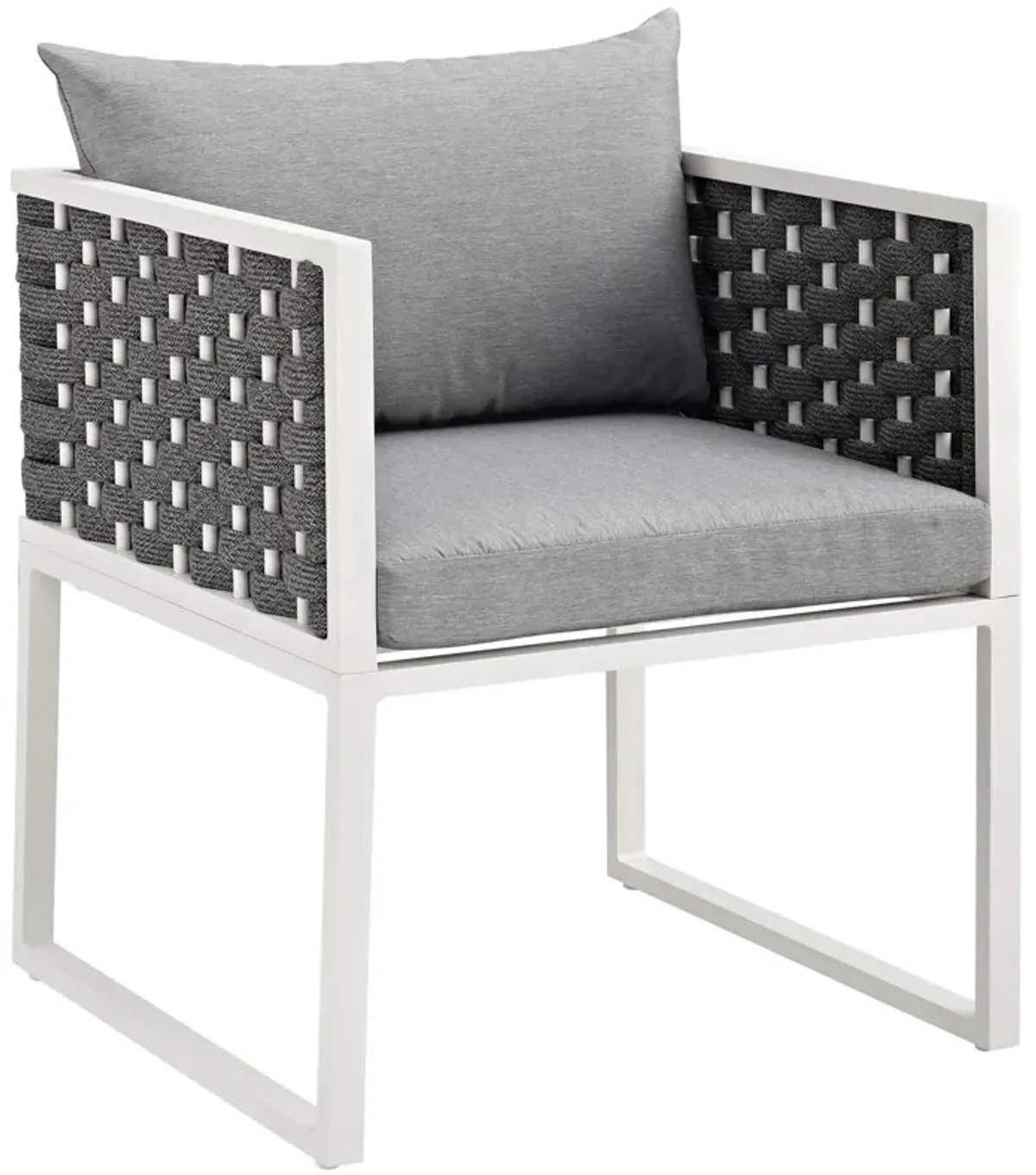 Modway EEI-3183-WHI-GRY-SET Stance Outdoor Patio Aluminum Dining Armchair, Set of 2, White Gray