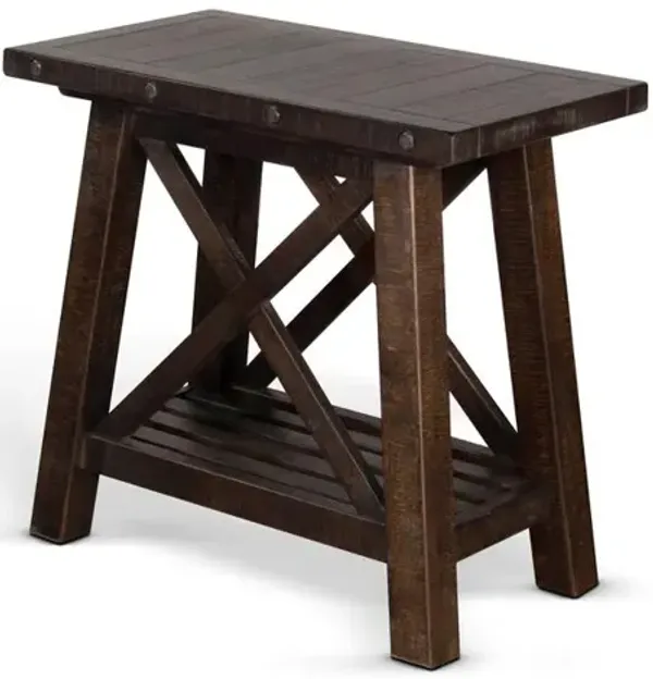 Sunny Designs Vivian 16 Farmhouse Mahogany Wood Chair Side Table in Dark Brown