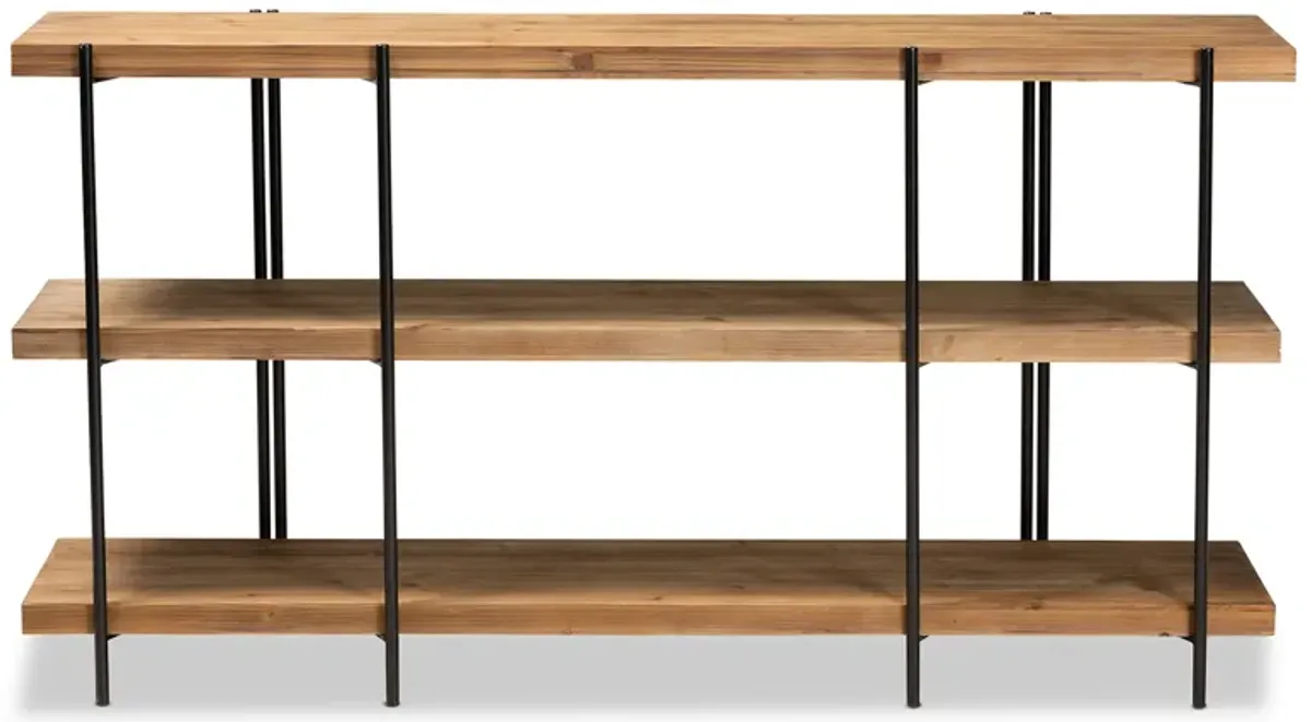 Baxton Studio Tarah Natural Brown Finished Wood And Black Finished Metal Console Table