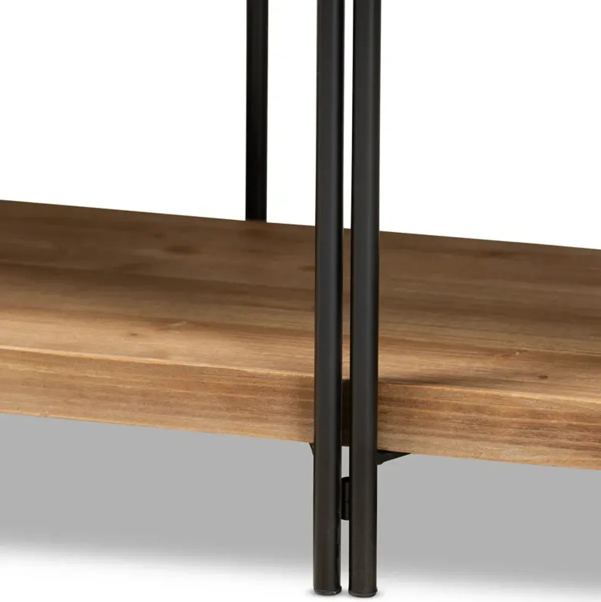 Baxton Studio Tarah Natural Brown Finished Wood And Black Finished Metal Console Table