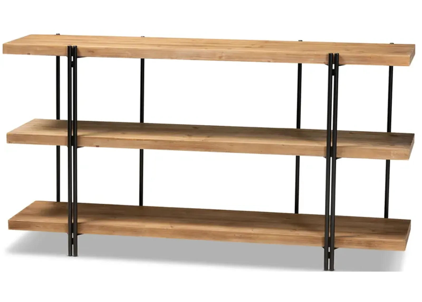 Baxton Studio Tarah Natural Brown Finished Wood And Black Finished Metal Console Table