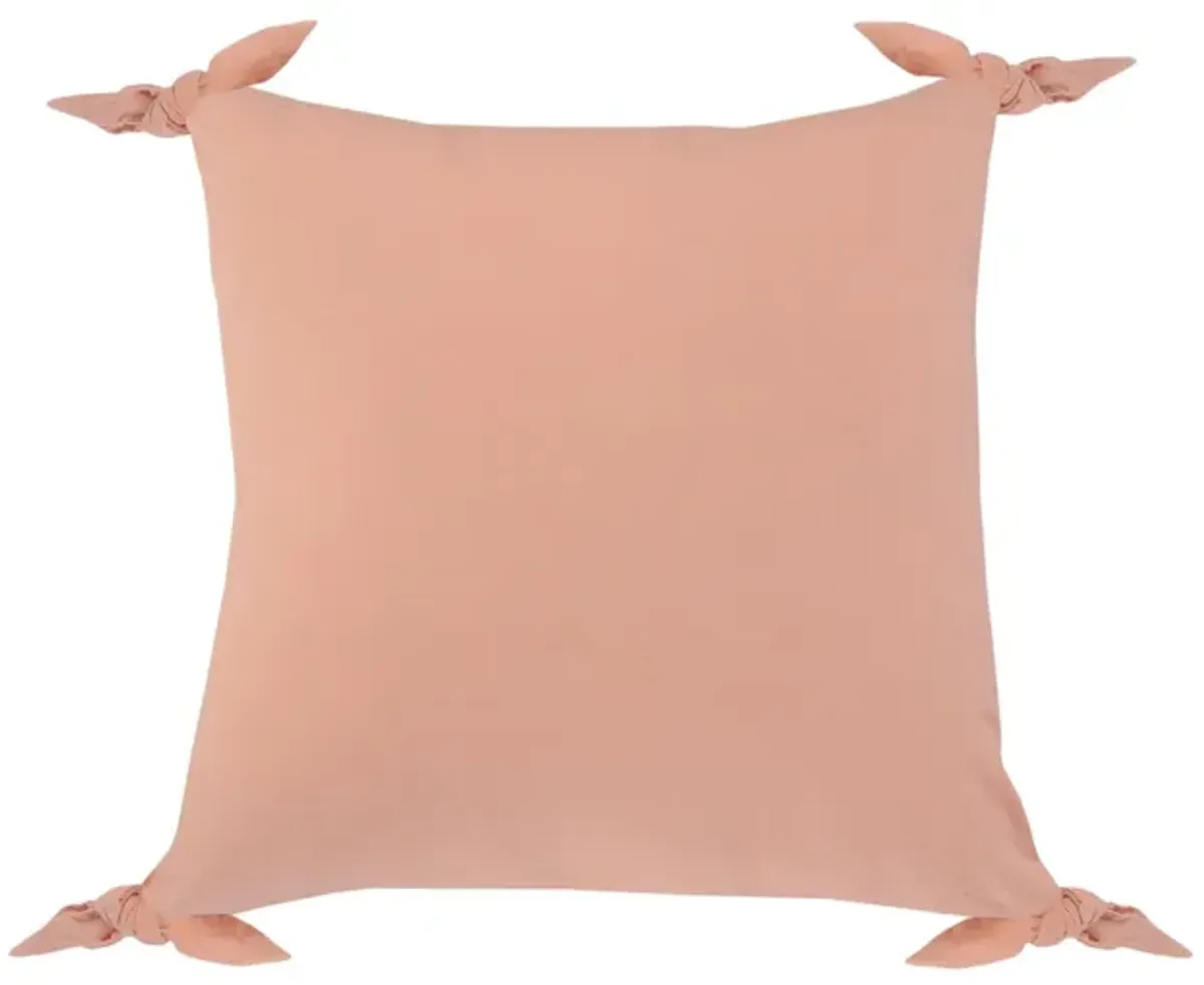 20" Pink Solid Corner Tie Square Throw Pillow