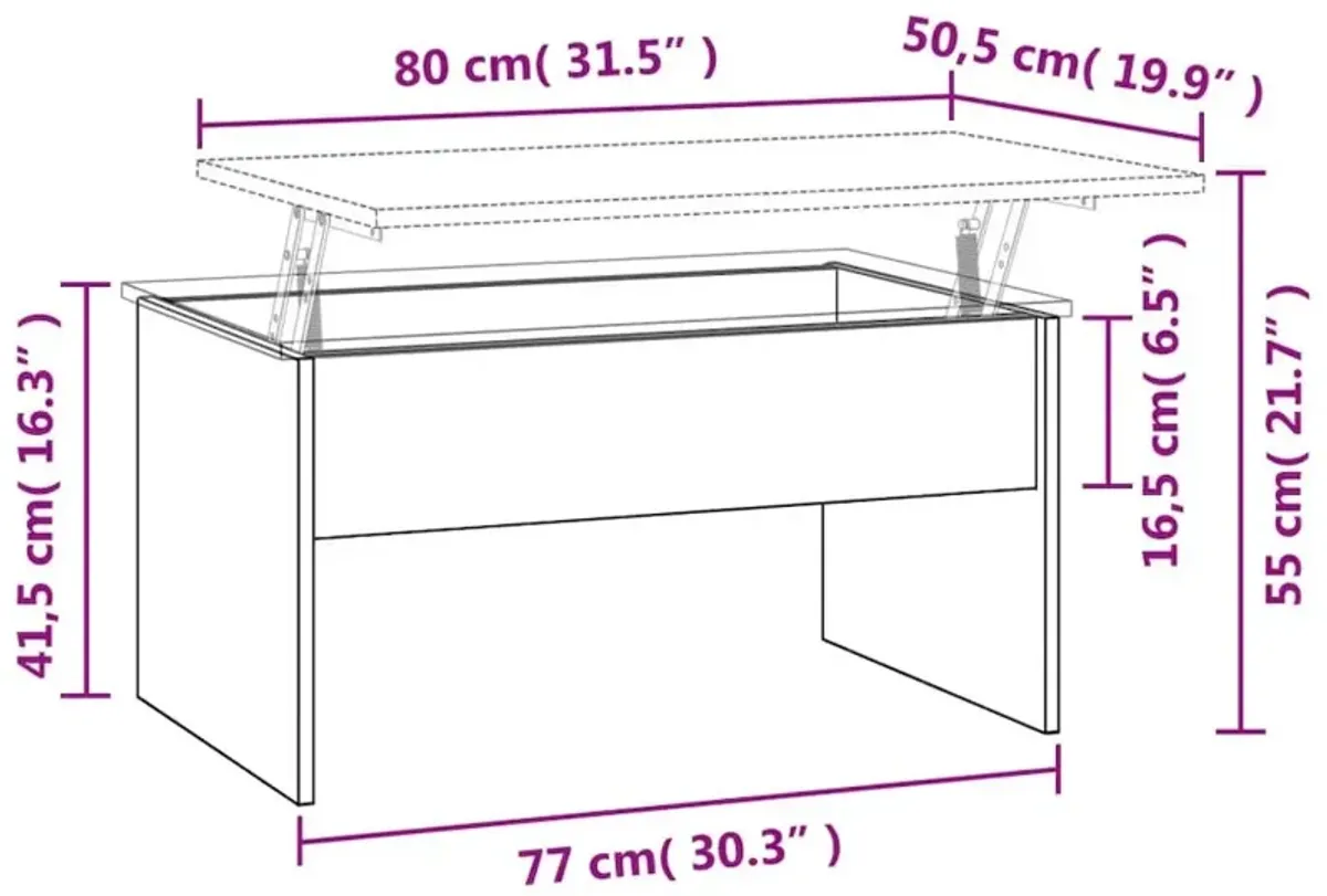 Coffee Table Gray Sonoma 31.5"x19.9"x16.3" Engineered Wood