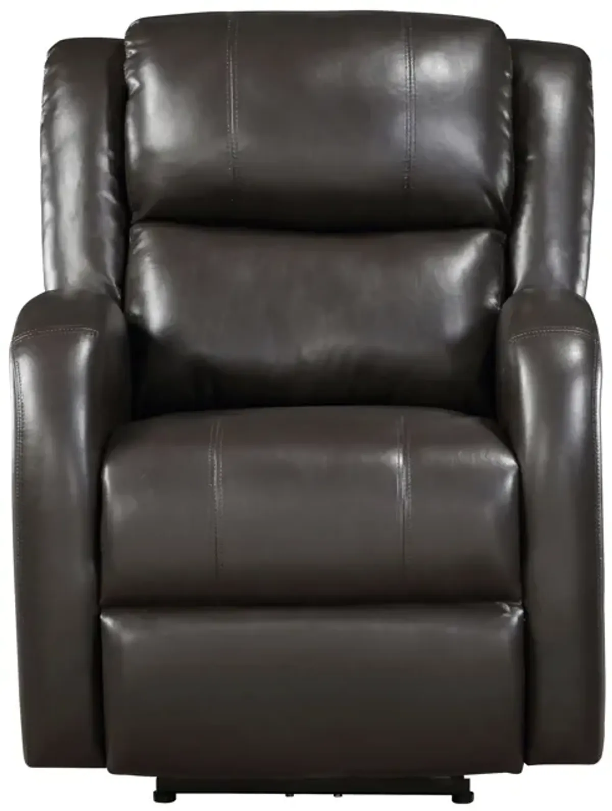 Karena 38 Inch Power Reclining Accent Chair, Brown Faux Leather, Solid Wood - Benzara