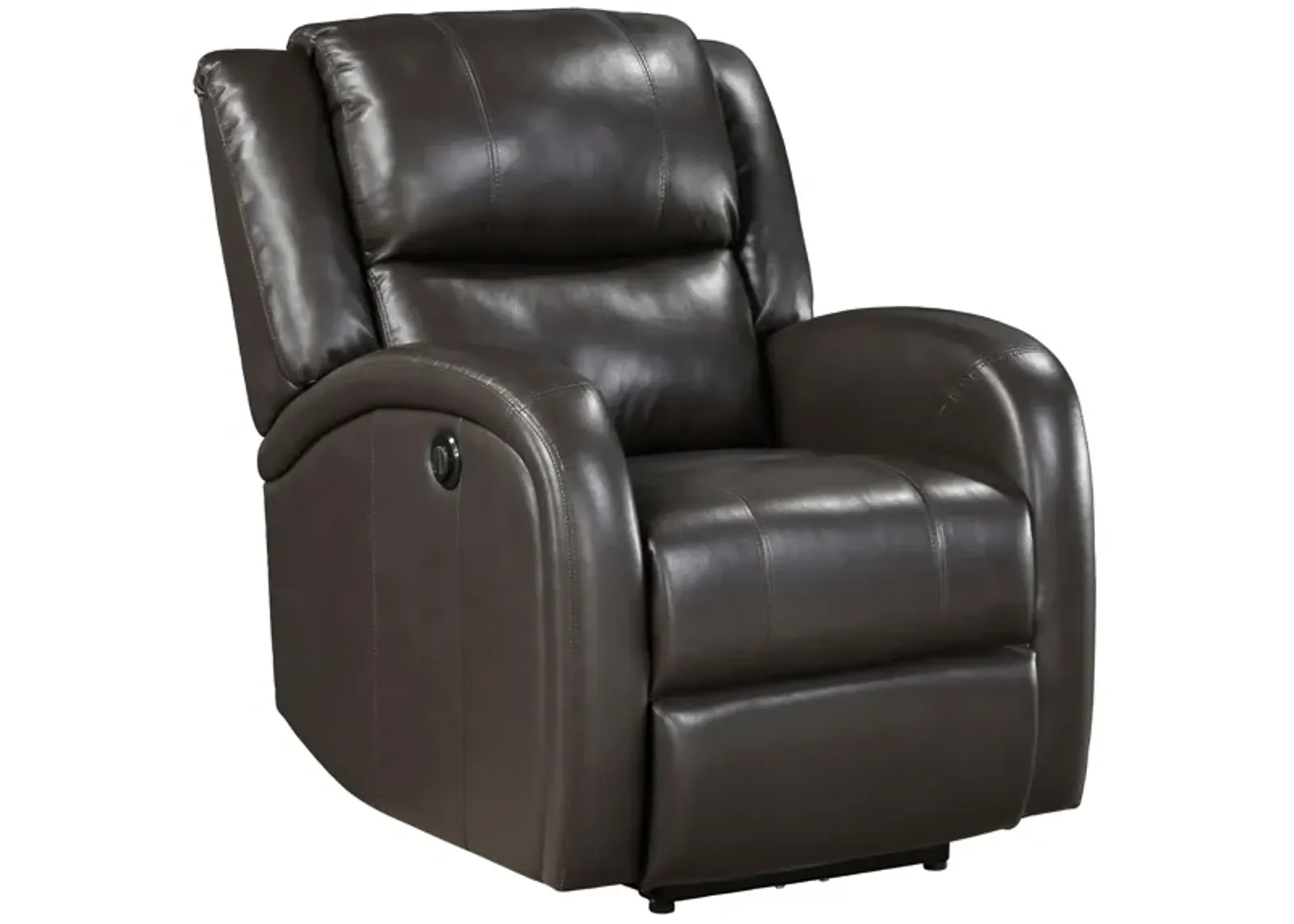 Karena 38 Inch Power Reclining Accent Chair, Brown Faux Leather, Solid Wood - Benzara