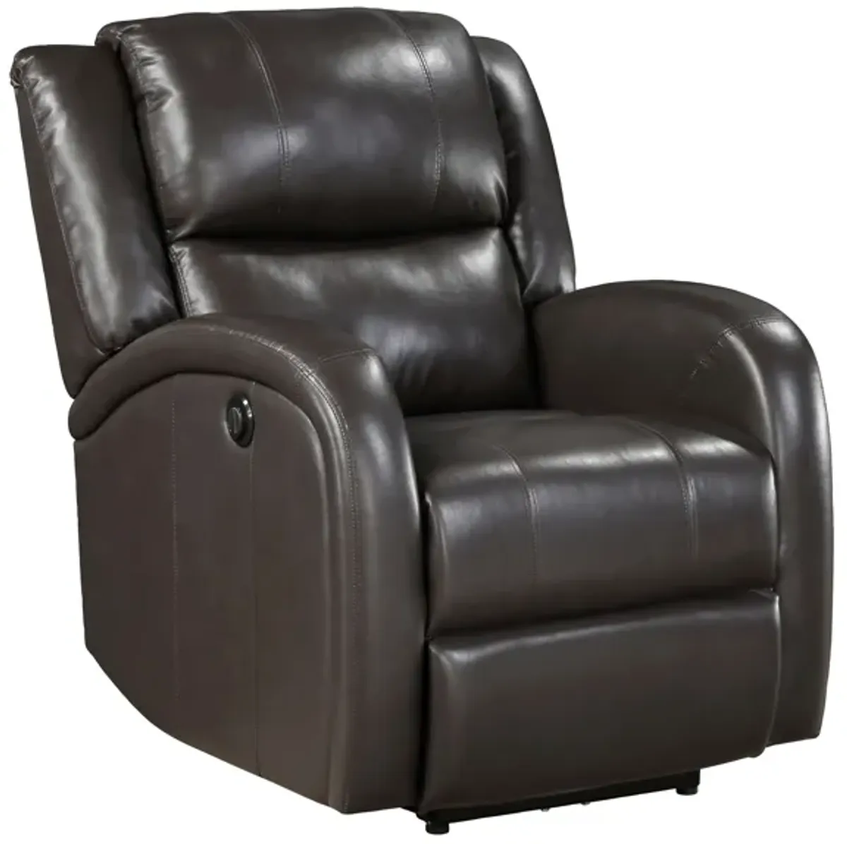 Karena 38 Inch Power Reclining Accent Chair, Brown Faux Leather, Solid Wood - Benzara