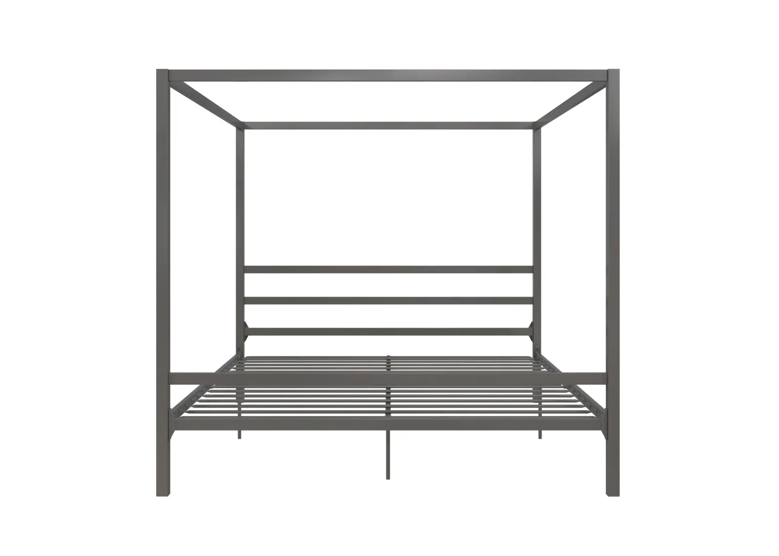 Modern Canopy Metal Bed, King, Gray