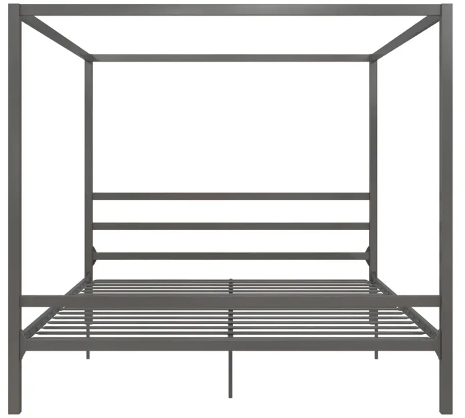 Modern Canopy Metal Bed, King, Gray