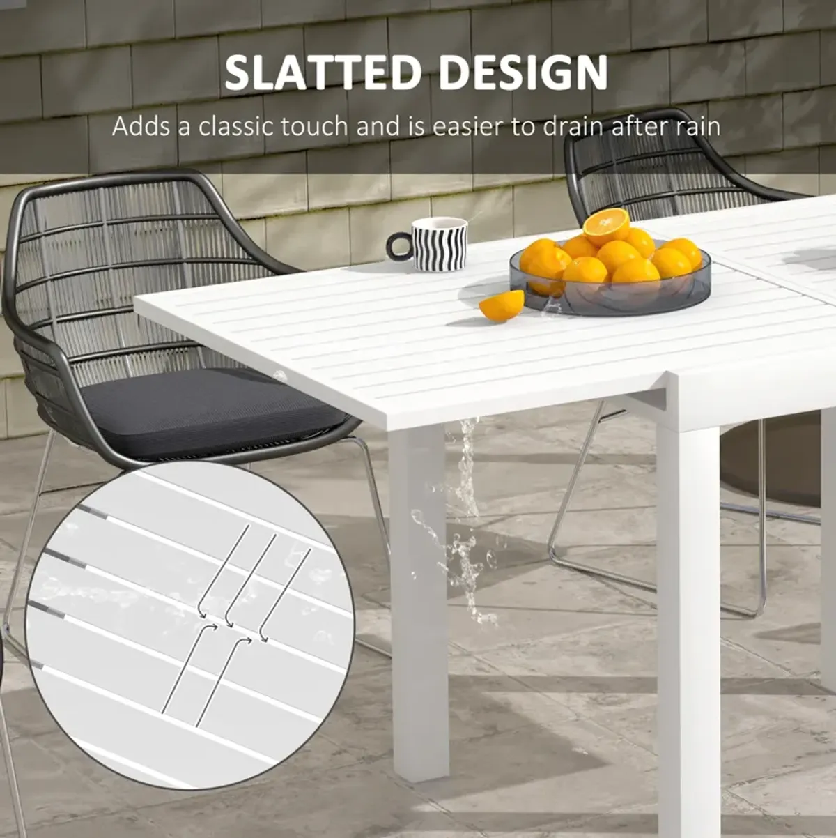 Extendable Patio Dining Table for 4-6 Outdoor Dining Table Gray