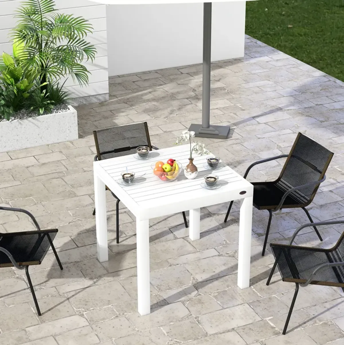 Extendable Patio Dining Table for 4-6 Outdoor Dining Table Gray