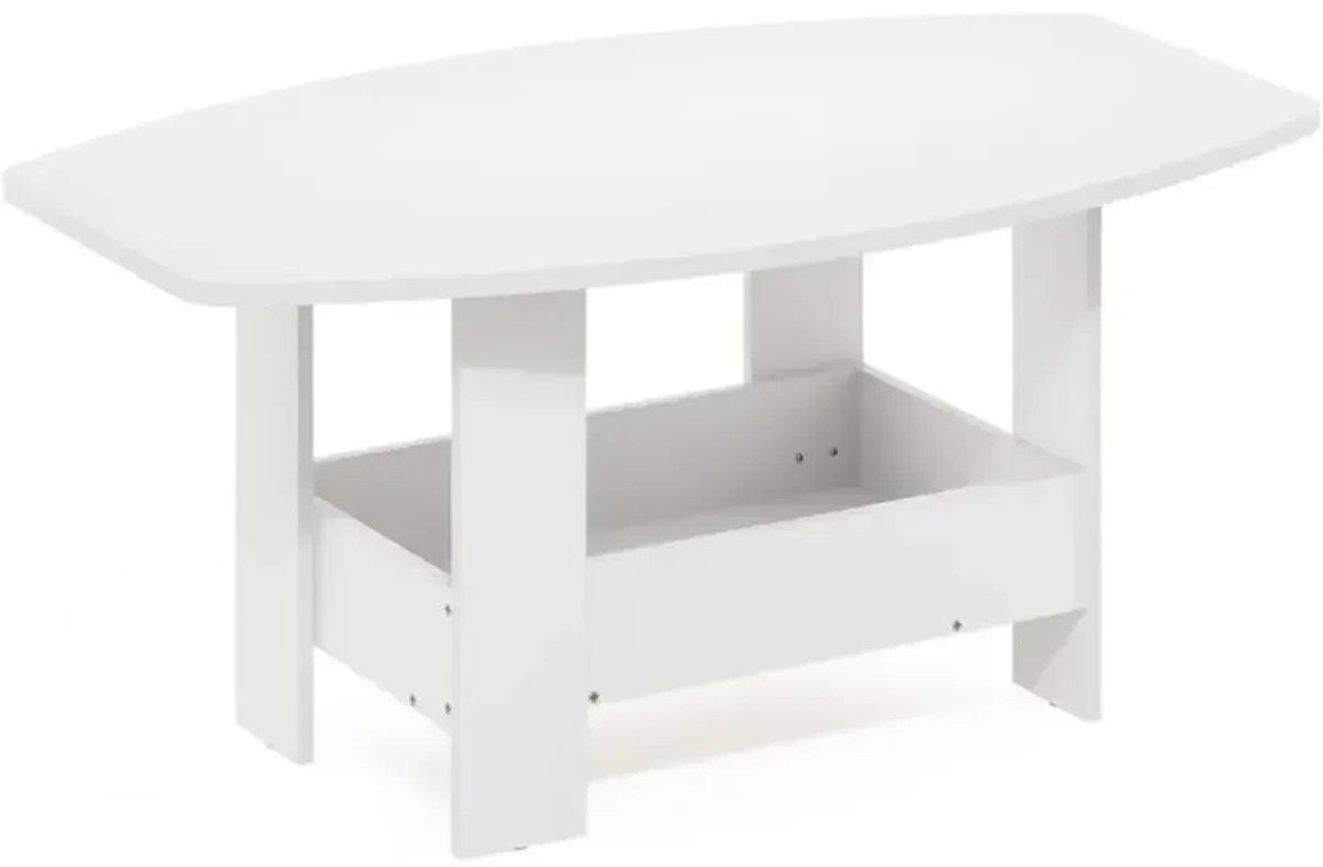 Simple Design Coffee Table with Storage Compartment, White